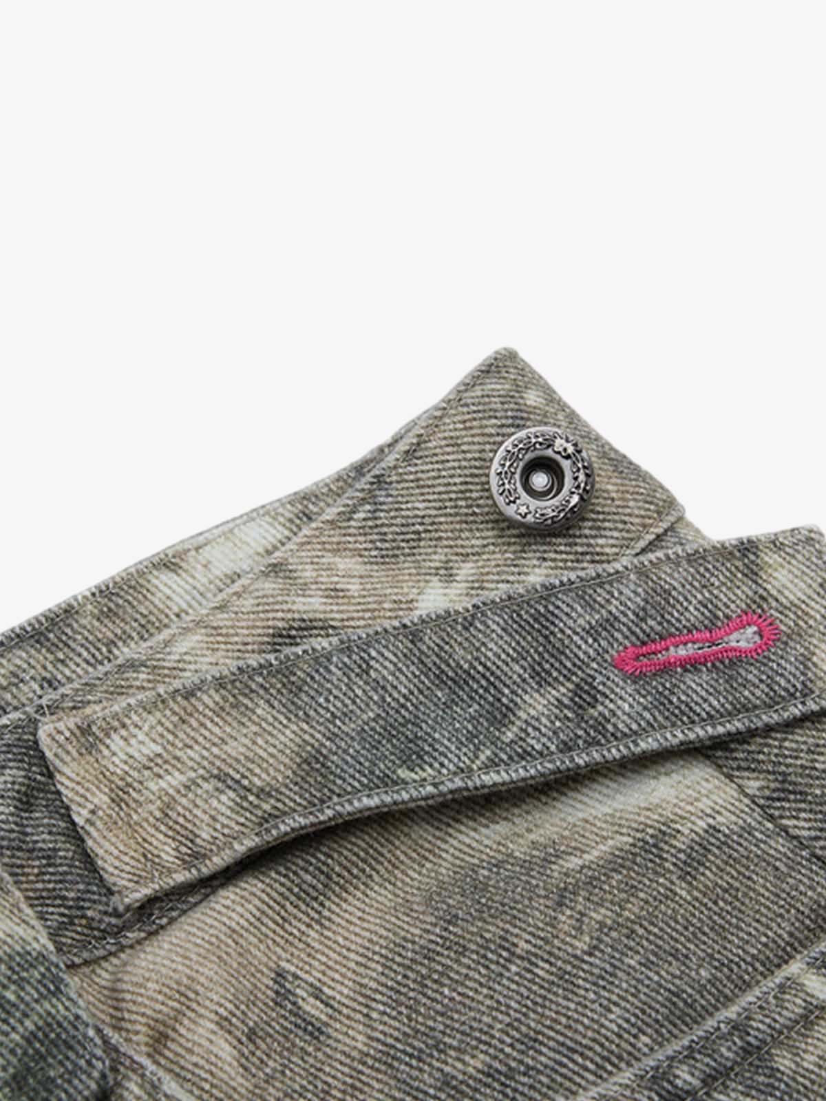 Abstract Camouflage Washed Barrel Jeans - Image 5