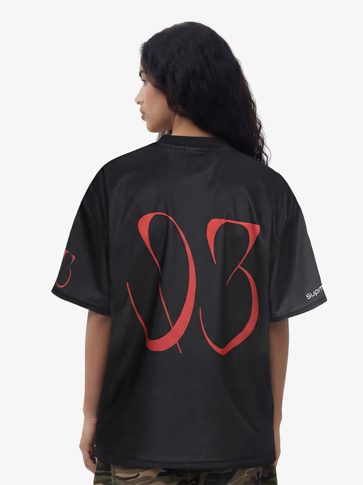 Abstract Dog Graphic Mesh Jersey T-Shirt - Image 3
