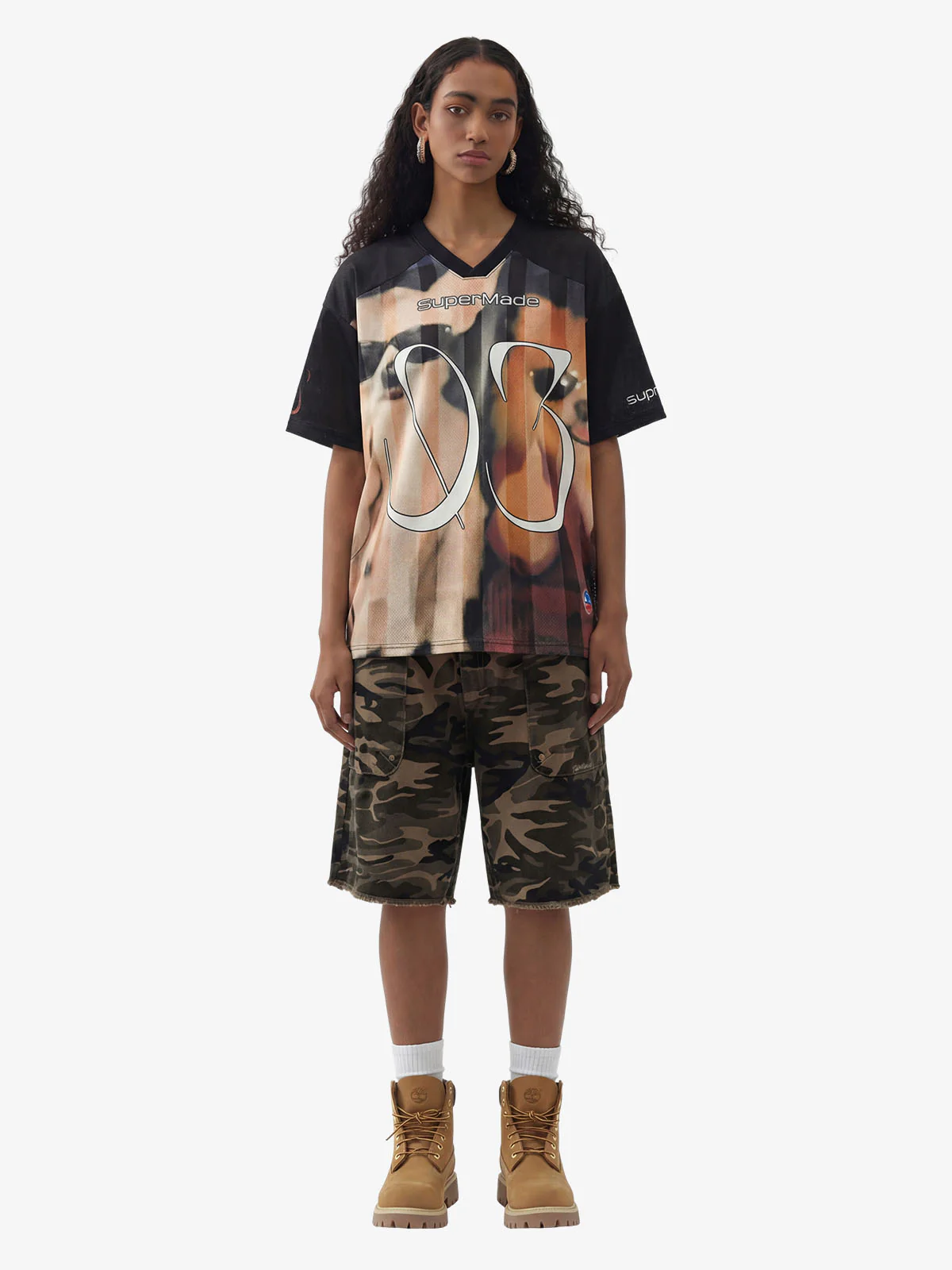 Abstract Dog Graphic Mesh Jersey T-Shirt - Image 4