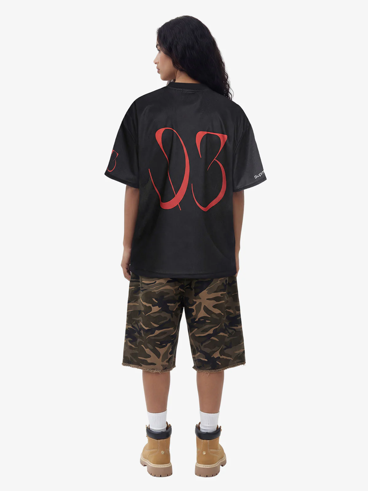 Abstract Dog Graphic Mesh Jersey T-Shirt - Image 5