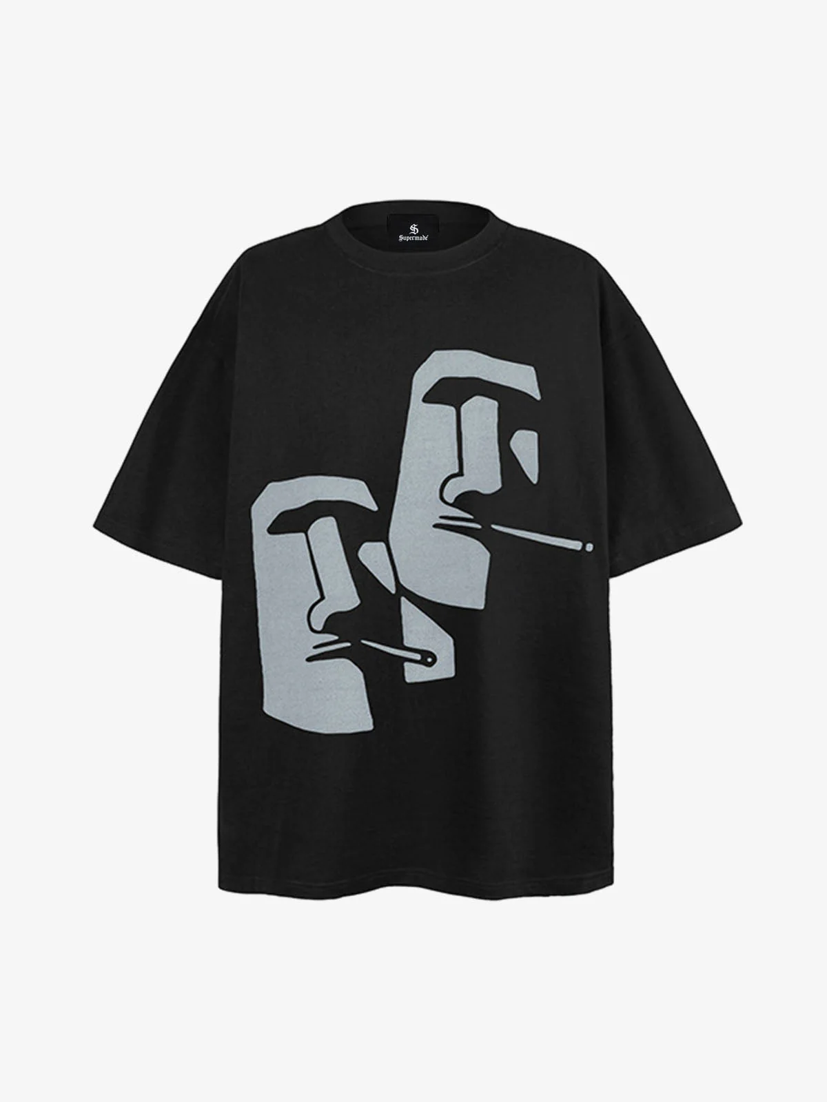 Abstract Moai Graphic T-Shirt - Image 2