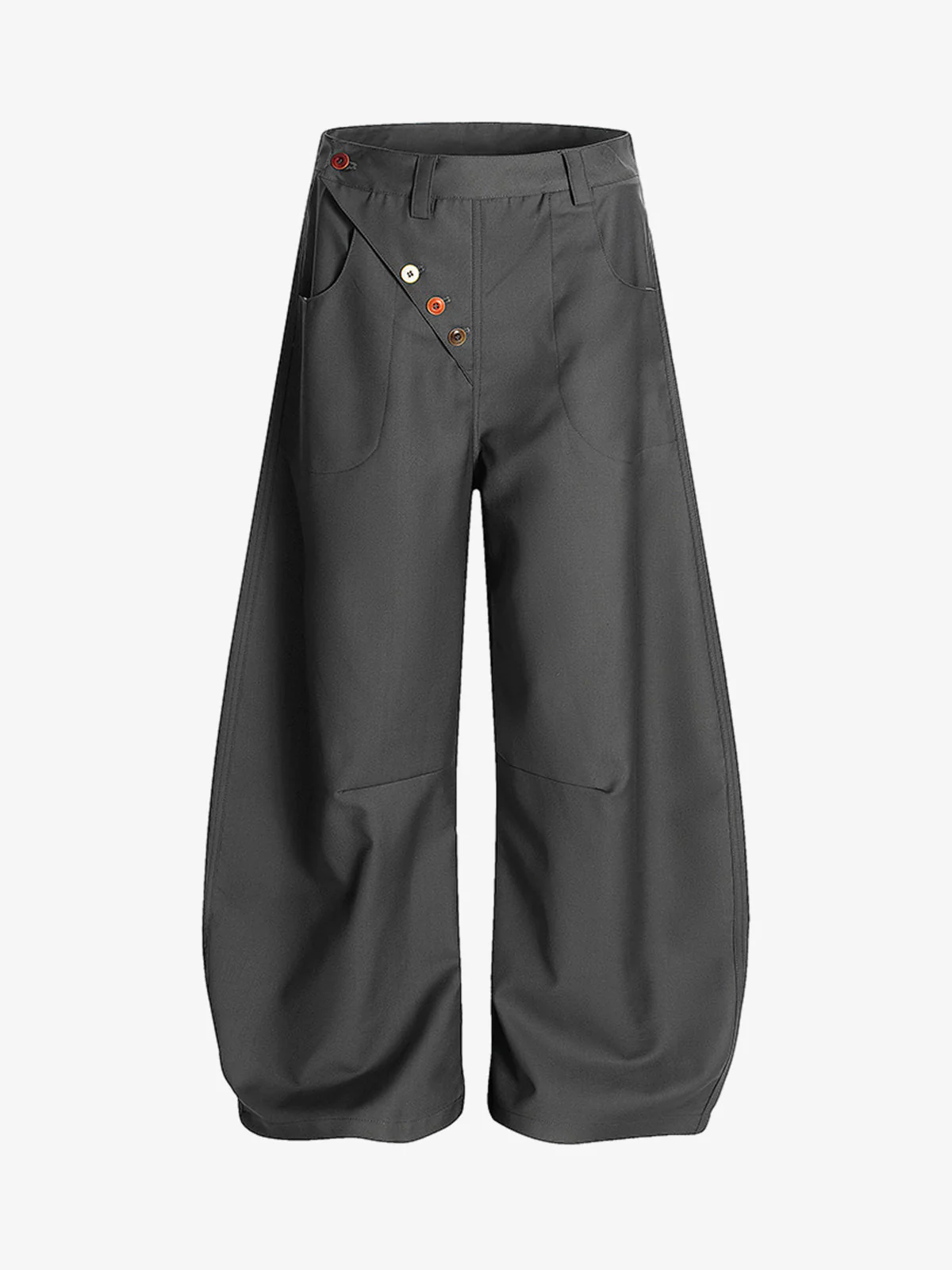 Adjustable Side Buttons Barrel Pants - Image 2