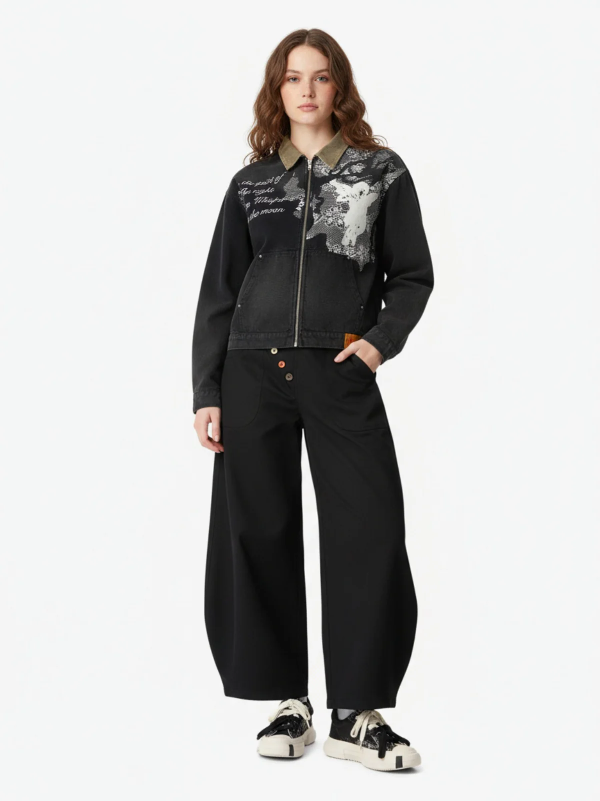 Adjustable Side Buttons Barrel Pants - Image 3