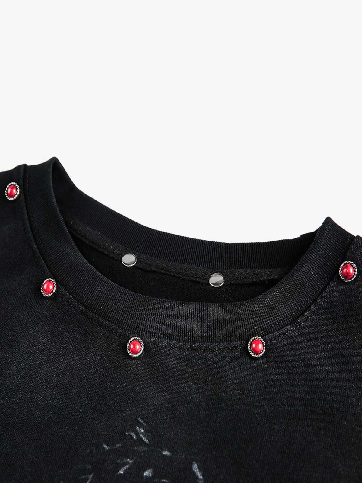 American Retro Rivet Design Street Hip-Hop Long Sleeves T-Shirt - Image 11