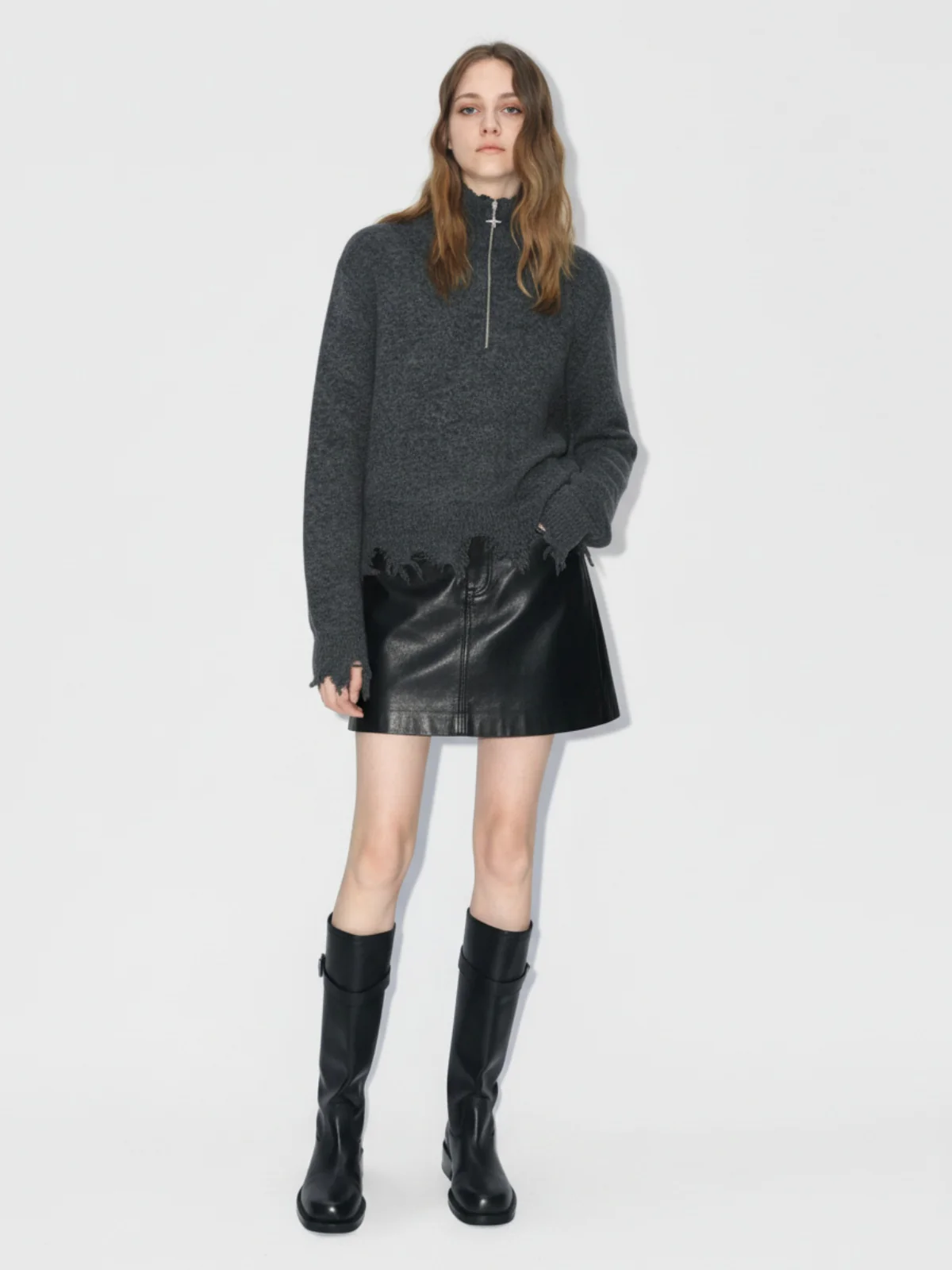 Distressed Quarter Zip Sweater - Image 4