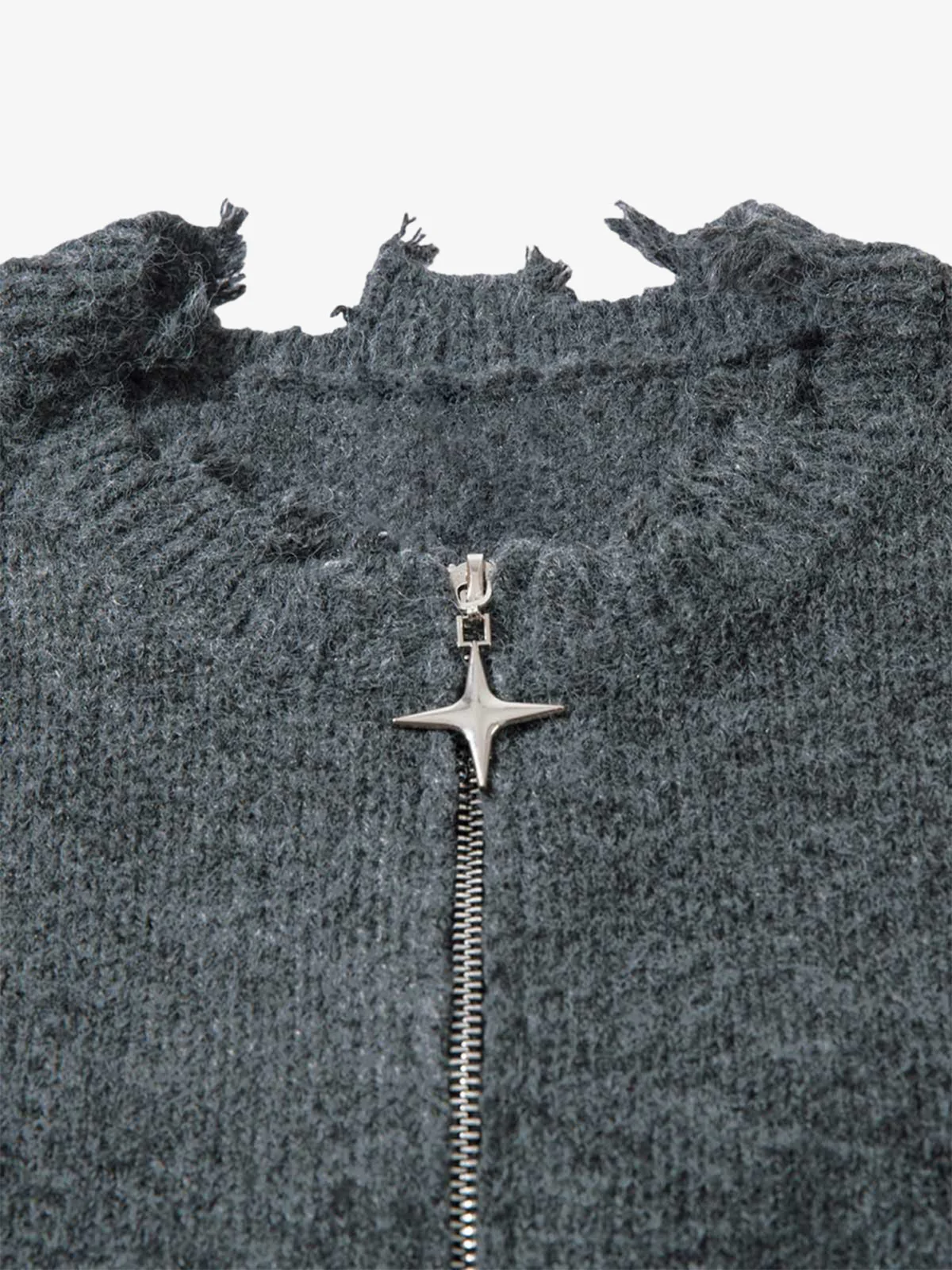 Distressed Quarter Zip Sweater - Image 8
