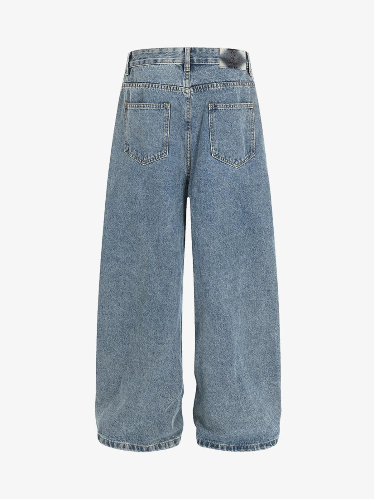 Asymmetric Layered Waist Wide Leg Denim Jeans - Image 2