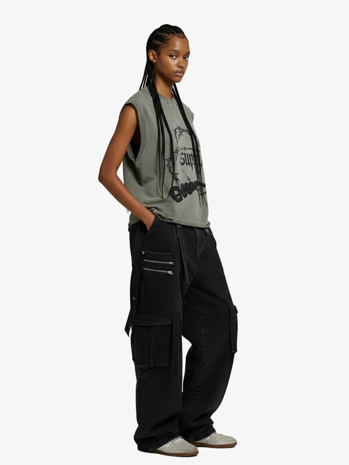 Barbed Wire Chain Graphic Sleeveless Vest - Image 4