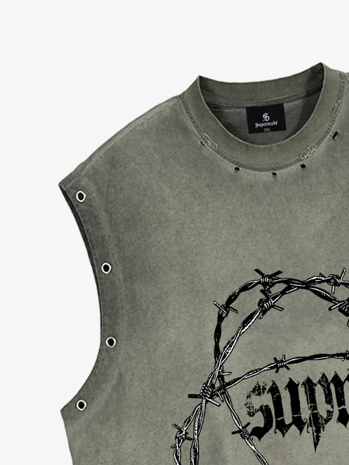Barbed Wire Chain Graphic Sleeveless Vest - Image 7