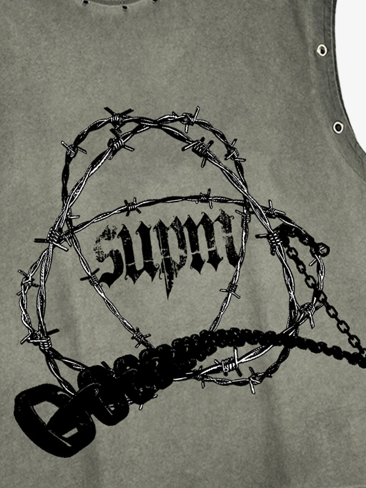 Barbed Wire Chain Graphic Sleeveless Vest - Image 8