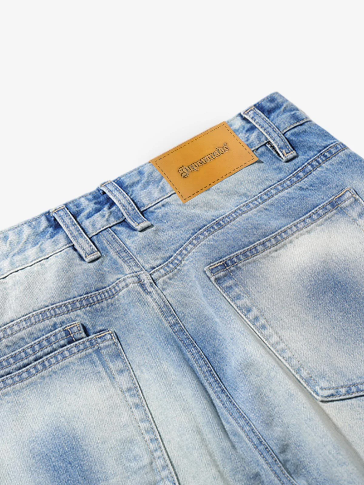Belt Dislocation Creative Washed Jeans - Image 5