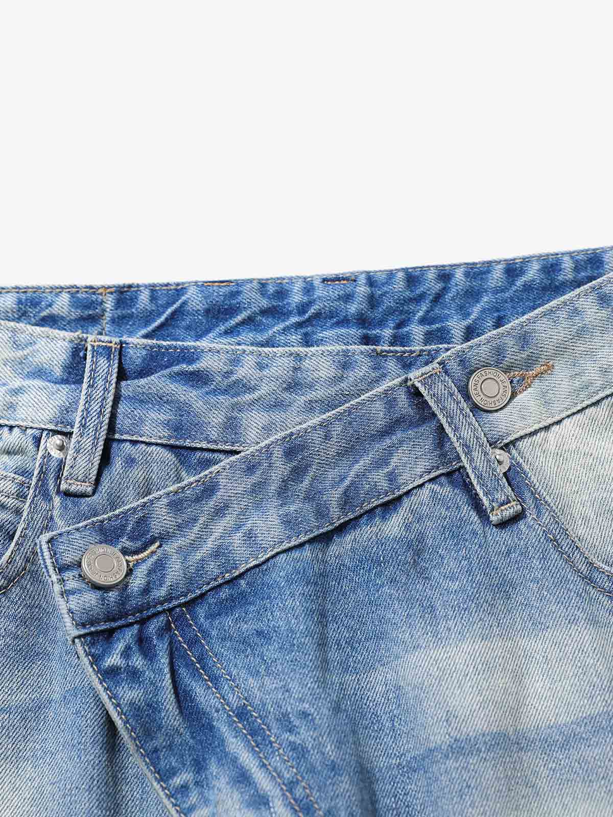 Belt Dislocation Creative Washed Jeans - Image 7