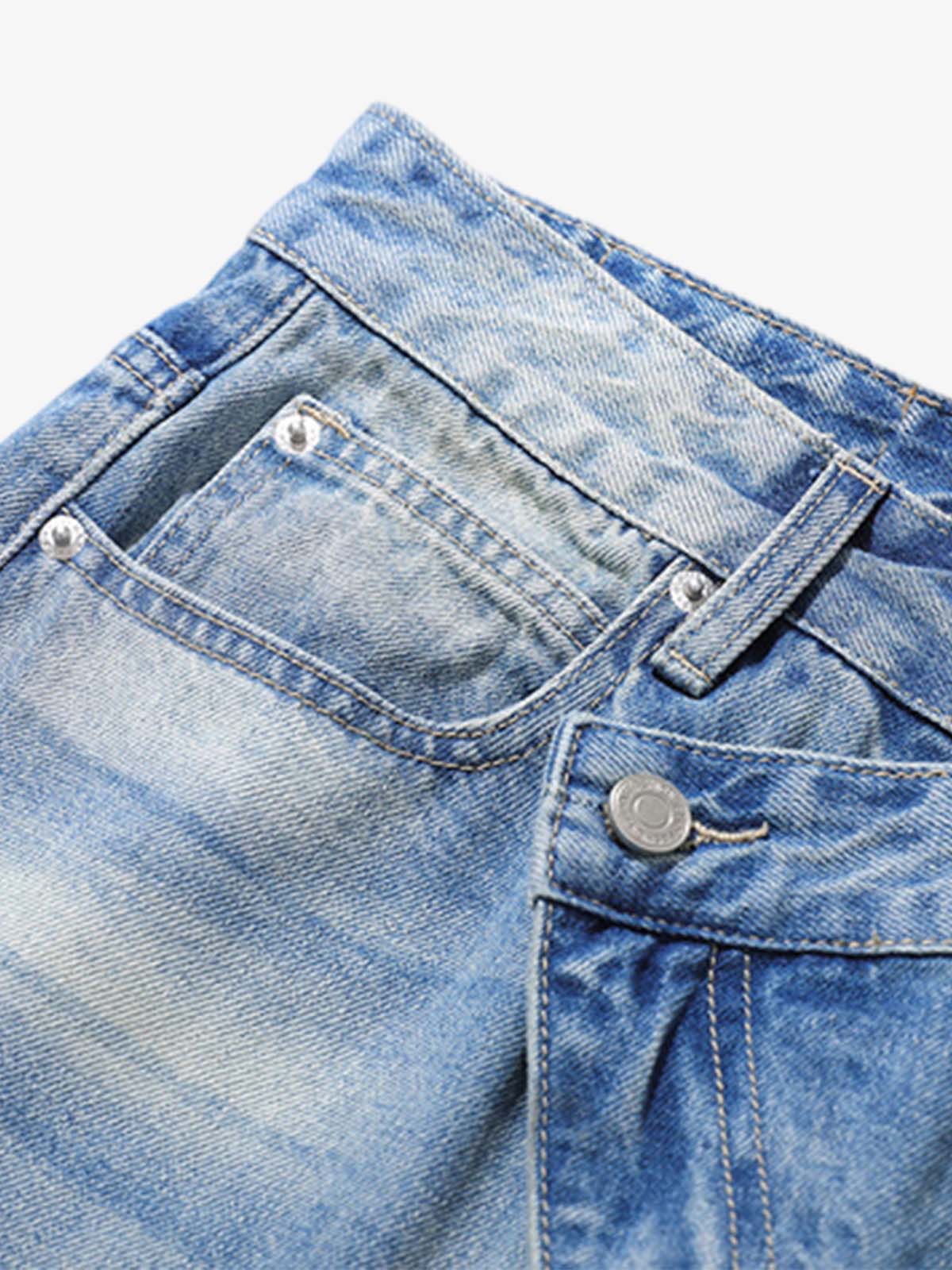 Belt Dislocation Creative Washed Jeans - Image 8