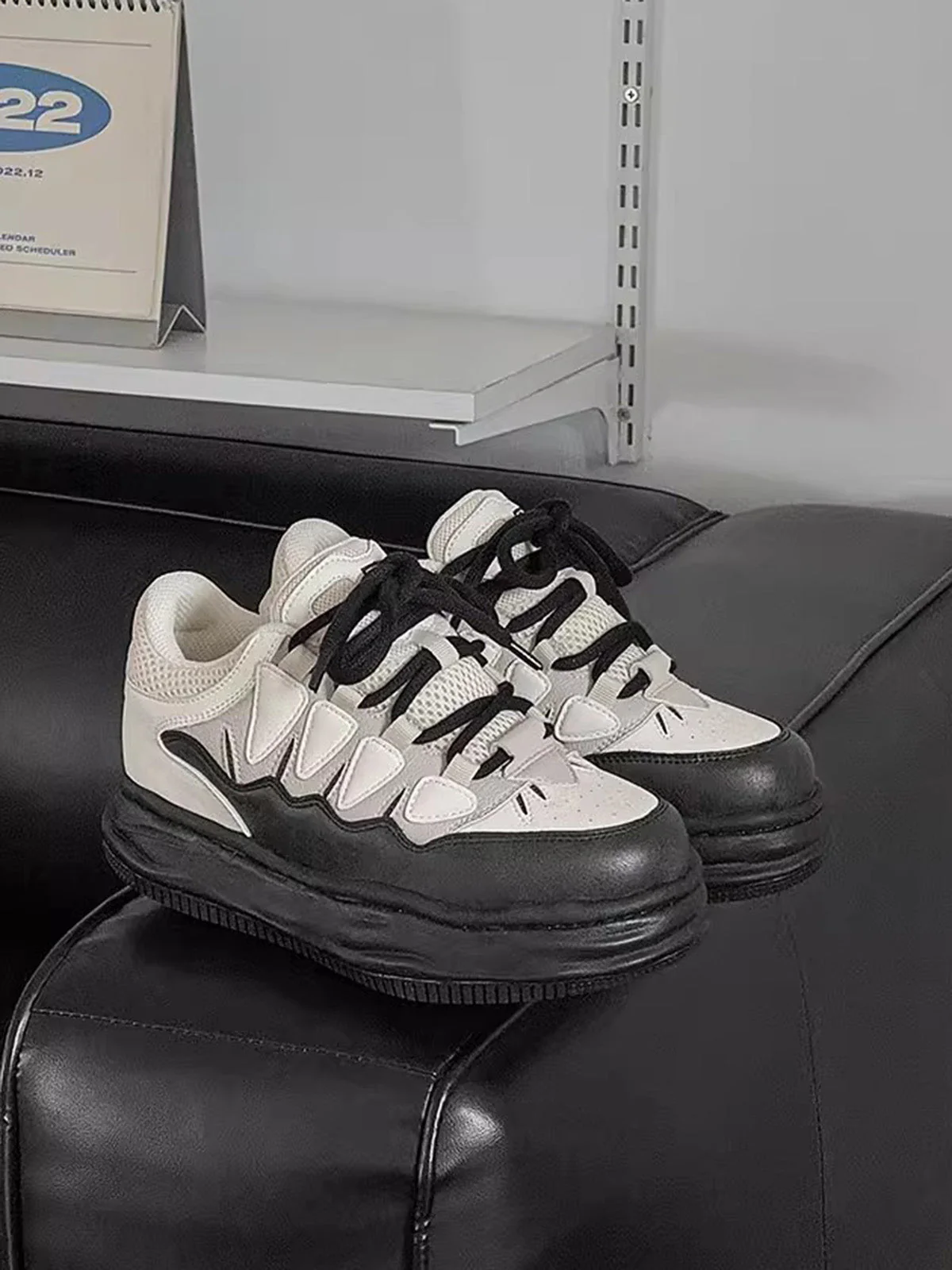 Black And White Platform Sneakers - 2449 - Image 3