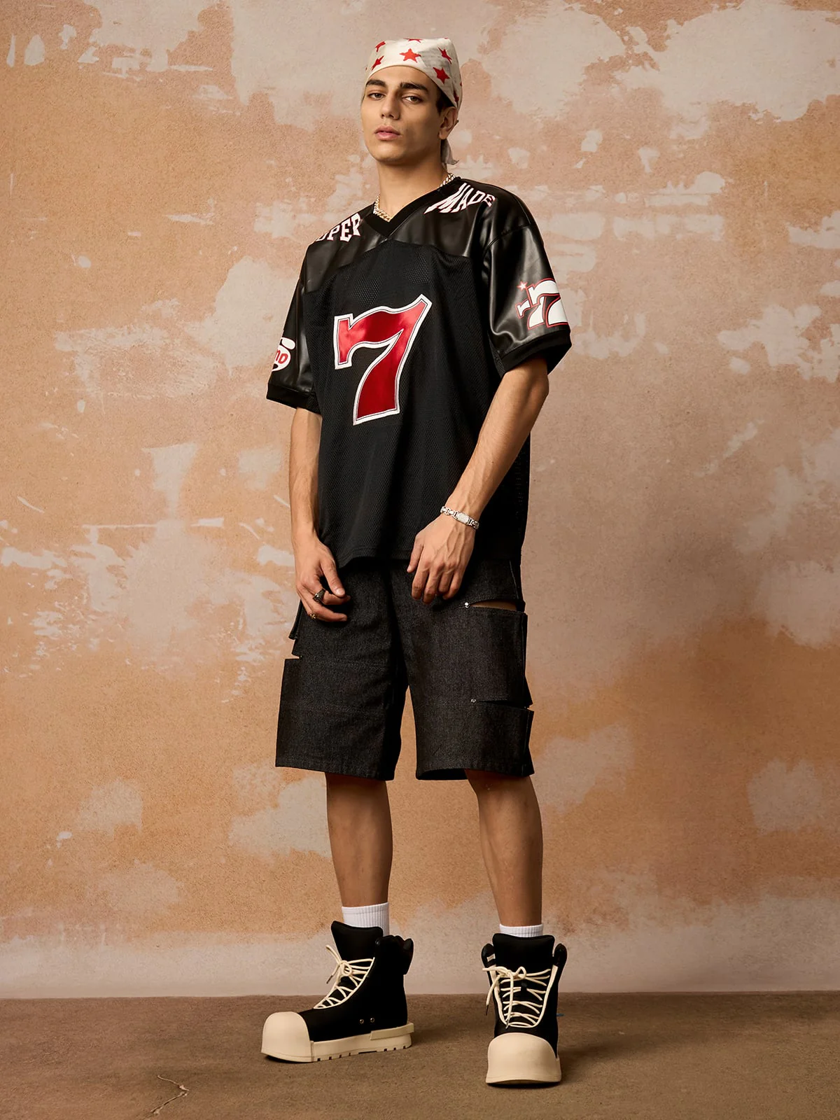 Original "SUPER 7" V-Neck Jersey T-SHIRT - Image 3
