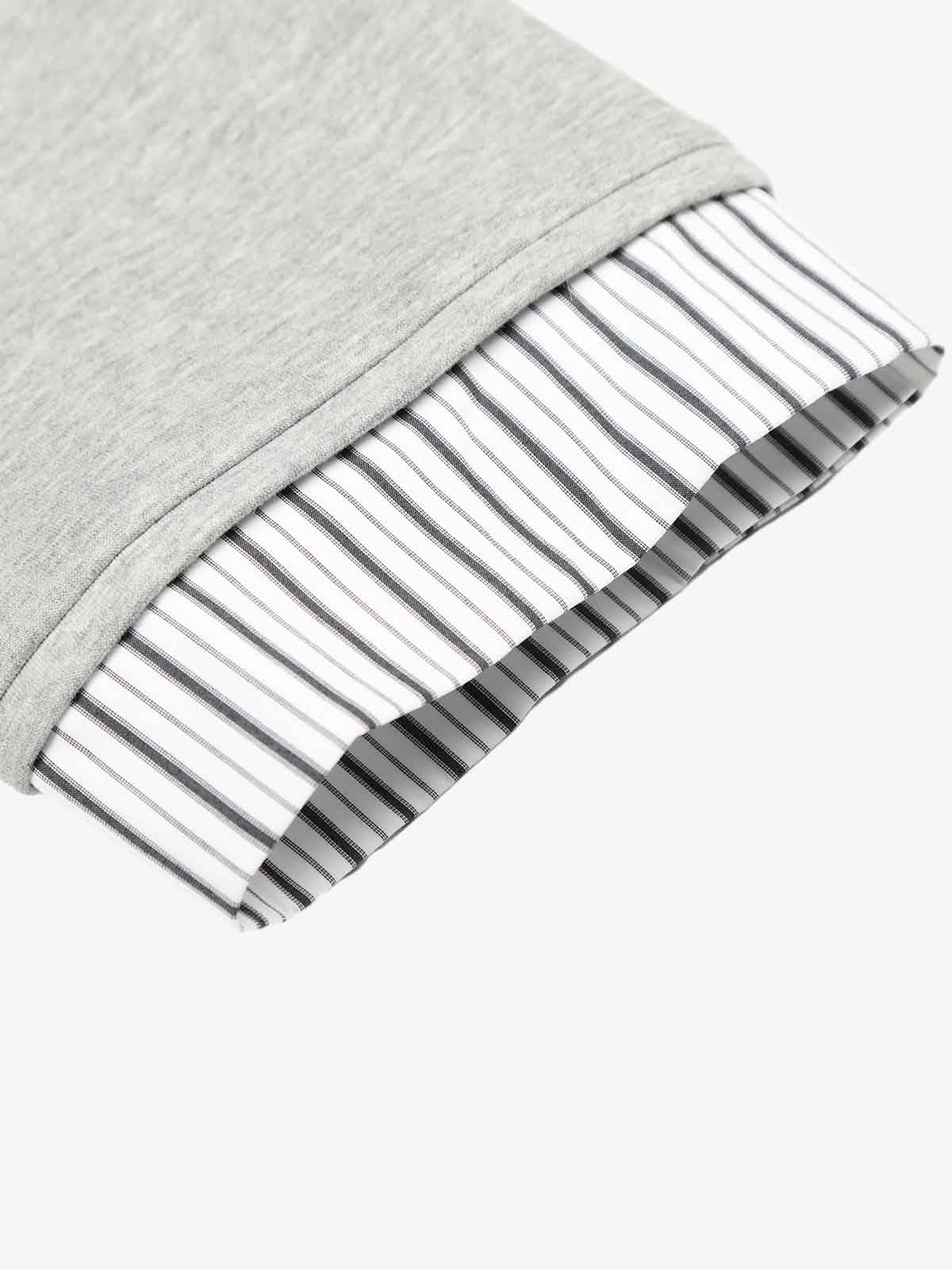 Button Detail Striped Panel Faux Layered Jacket - Image 5