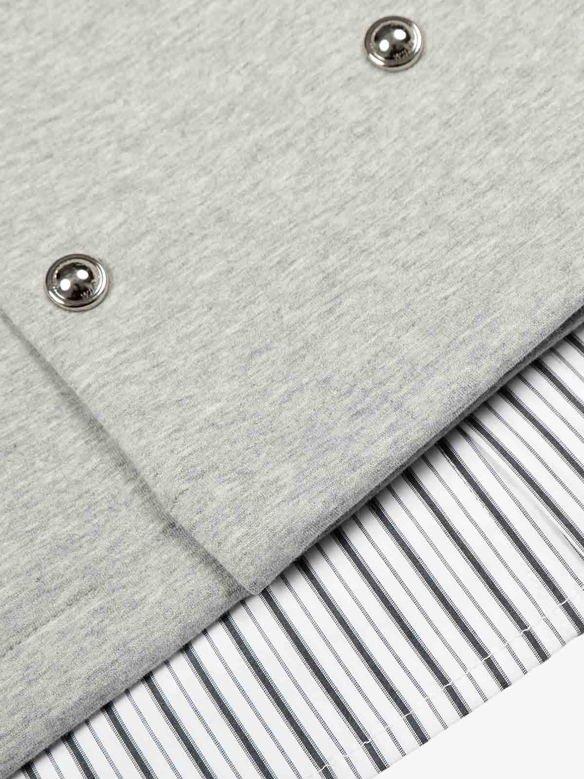 Button Detail Striped Panel Faux Layered Jacket - Image 7