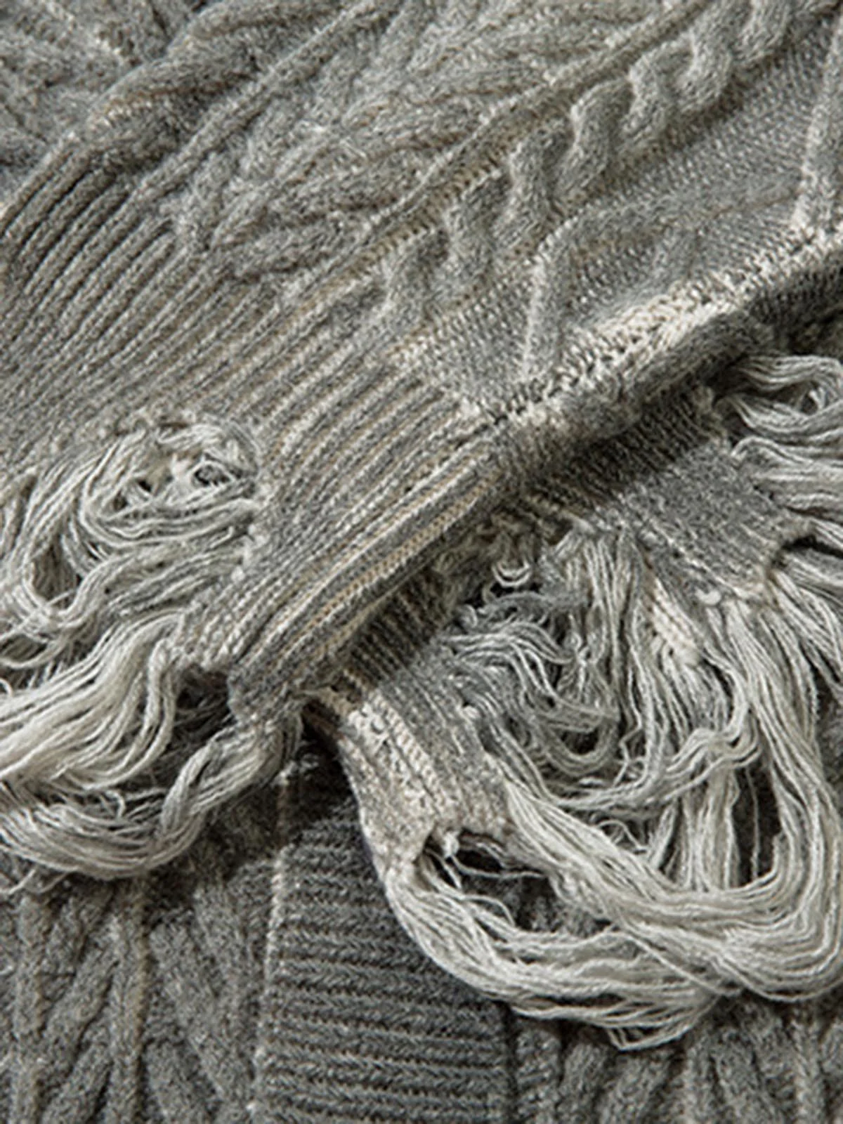 Cable Knit Cardigan Damaged Dirty Dyed Sweater - Image 10