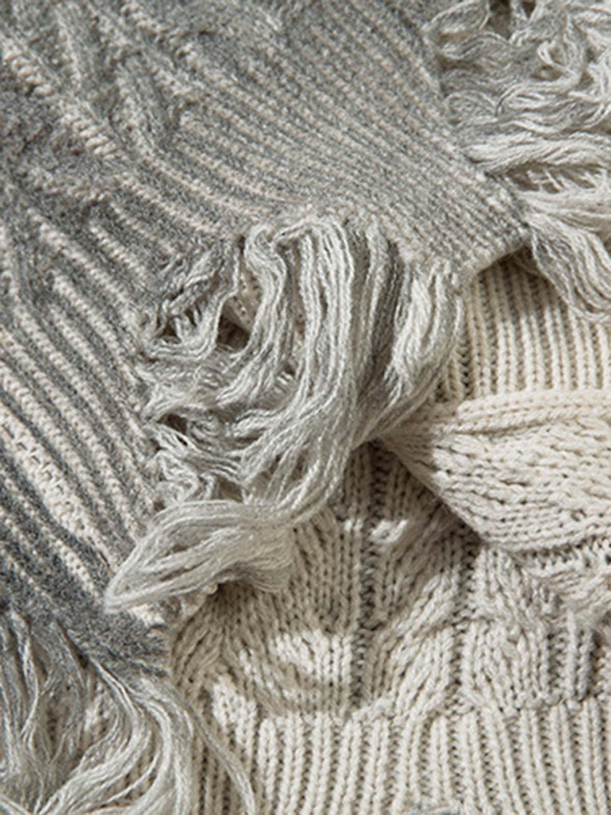 Cable Knit Cardigan Damaged Dirty Dyed Sweater - Image 5