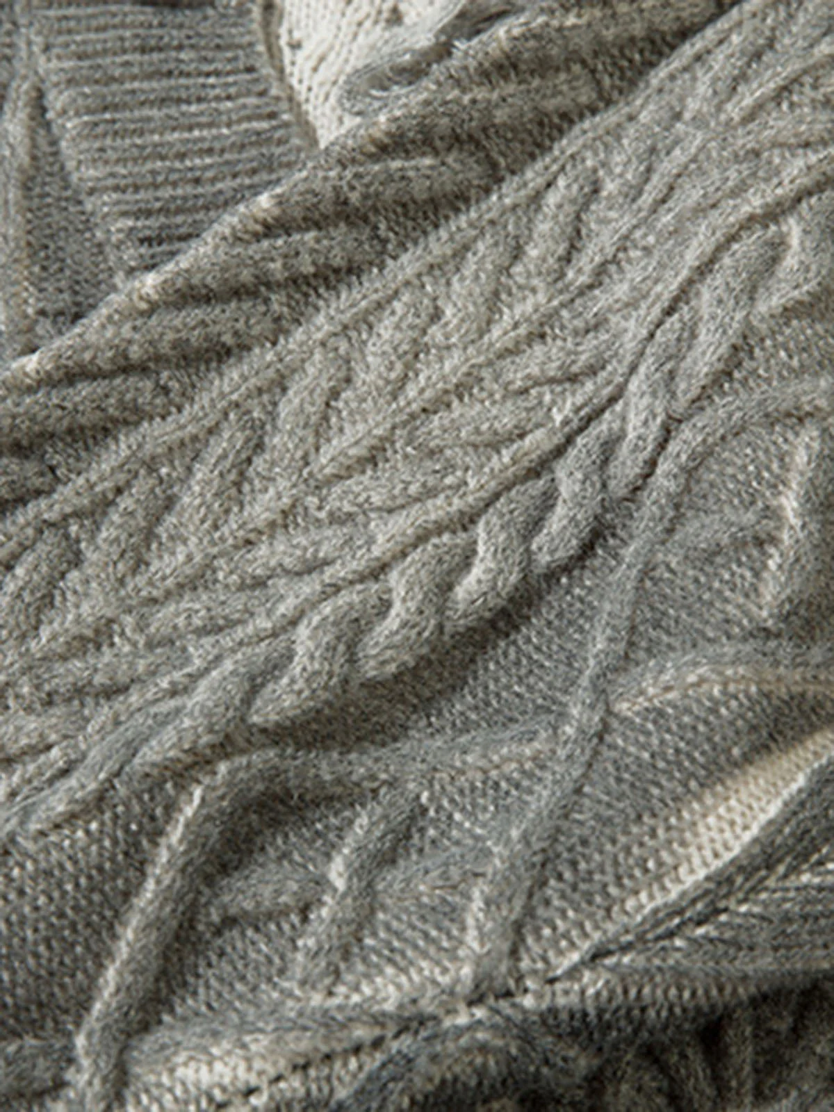 Cable Knit Cardigan Damaged Dirty Dyed Sweater - Image 7