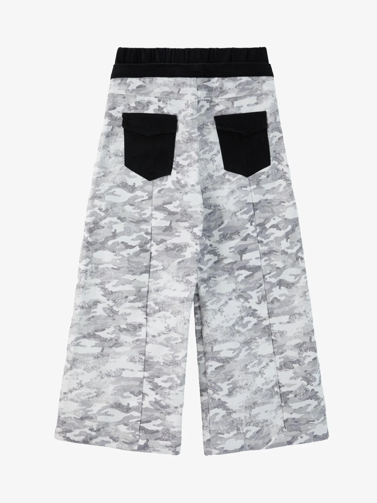 Camo Embroidered Double Waist Lace-Up Wide Leg Cargo Pants - Image 5