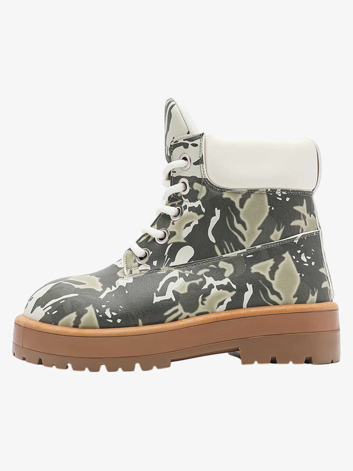Camo Print Lace Up Chunky Ankle Boots - Image 2