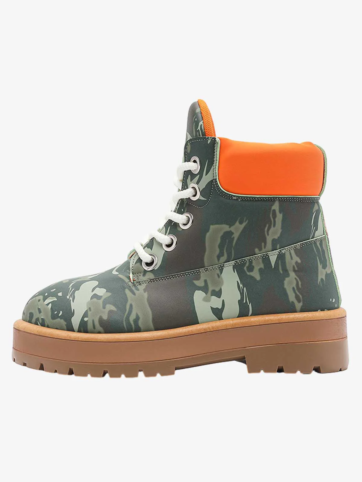 Camo Print Lace Up Chunky Ankle Boots - Image 5