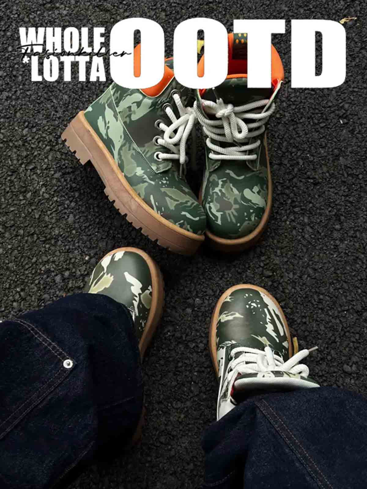 Camo Print Lace Up Chunky Ankle Boots - Image 7