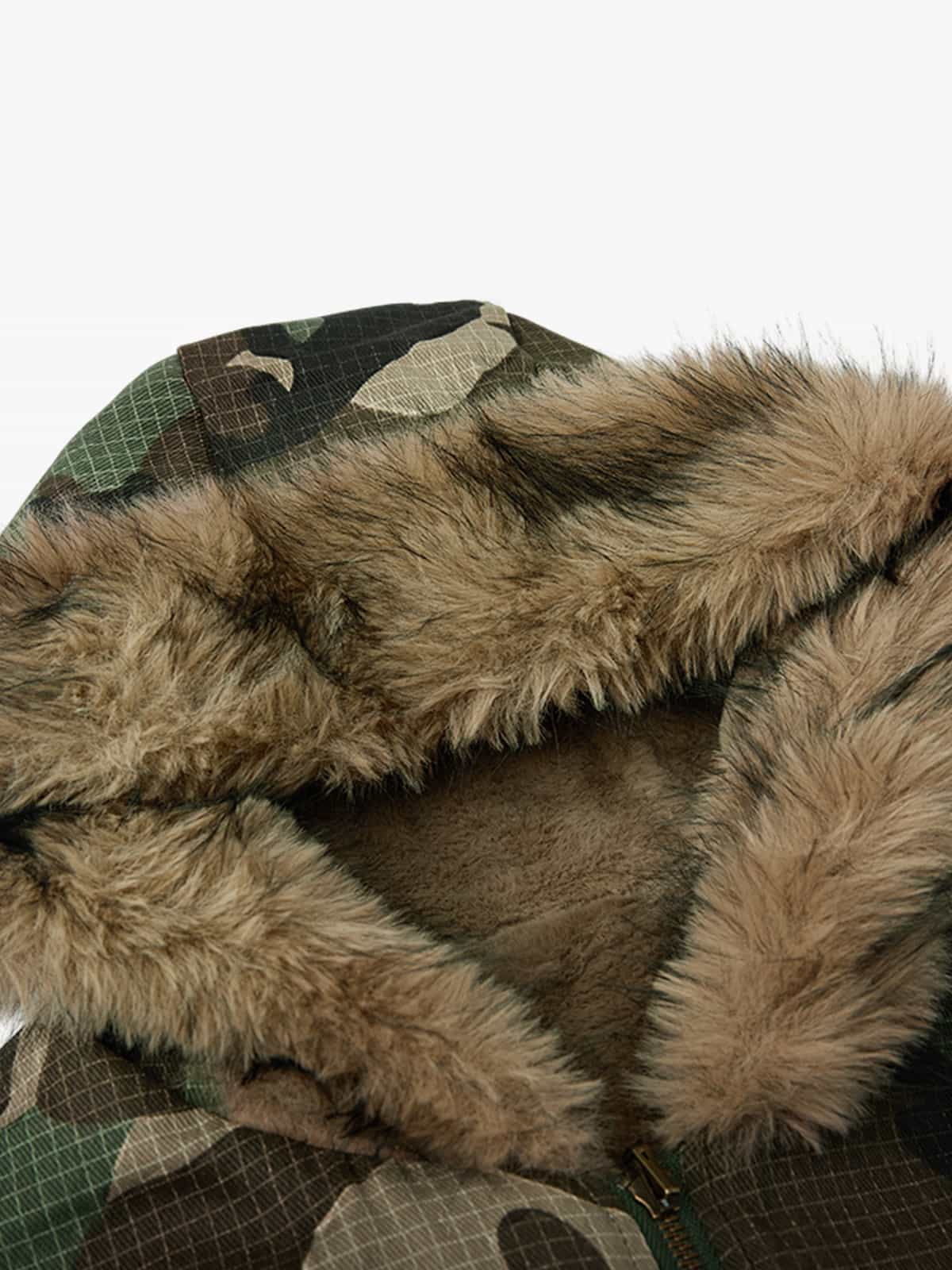 Camouflage Fur Collar Reversible Cotton Jacket - 2499 - Image 10