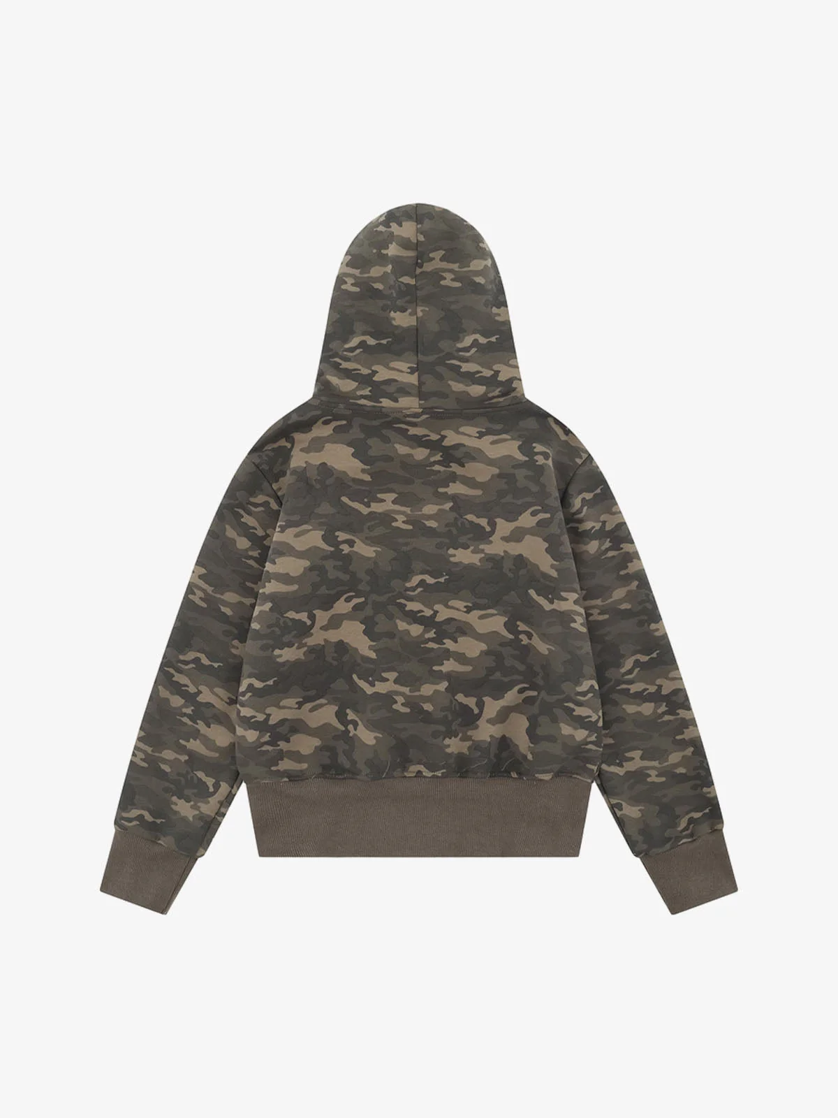 Camouflage Cardigan Utility Zip Up Fur Hooded Jacket - Image 2