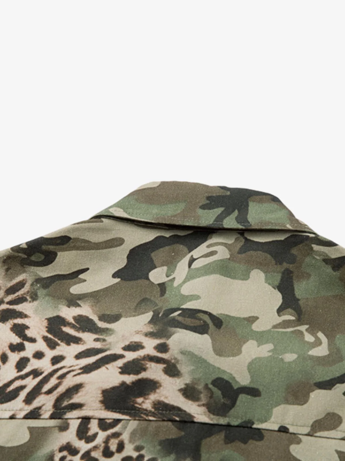 Camouflage Leopard Patchwork Layered Shirt - Image 4