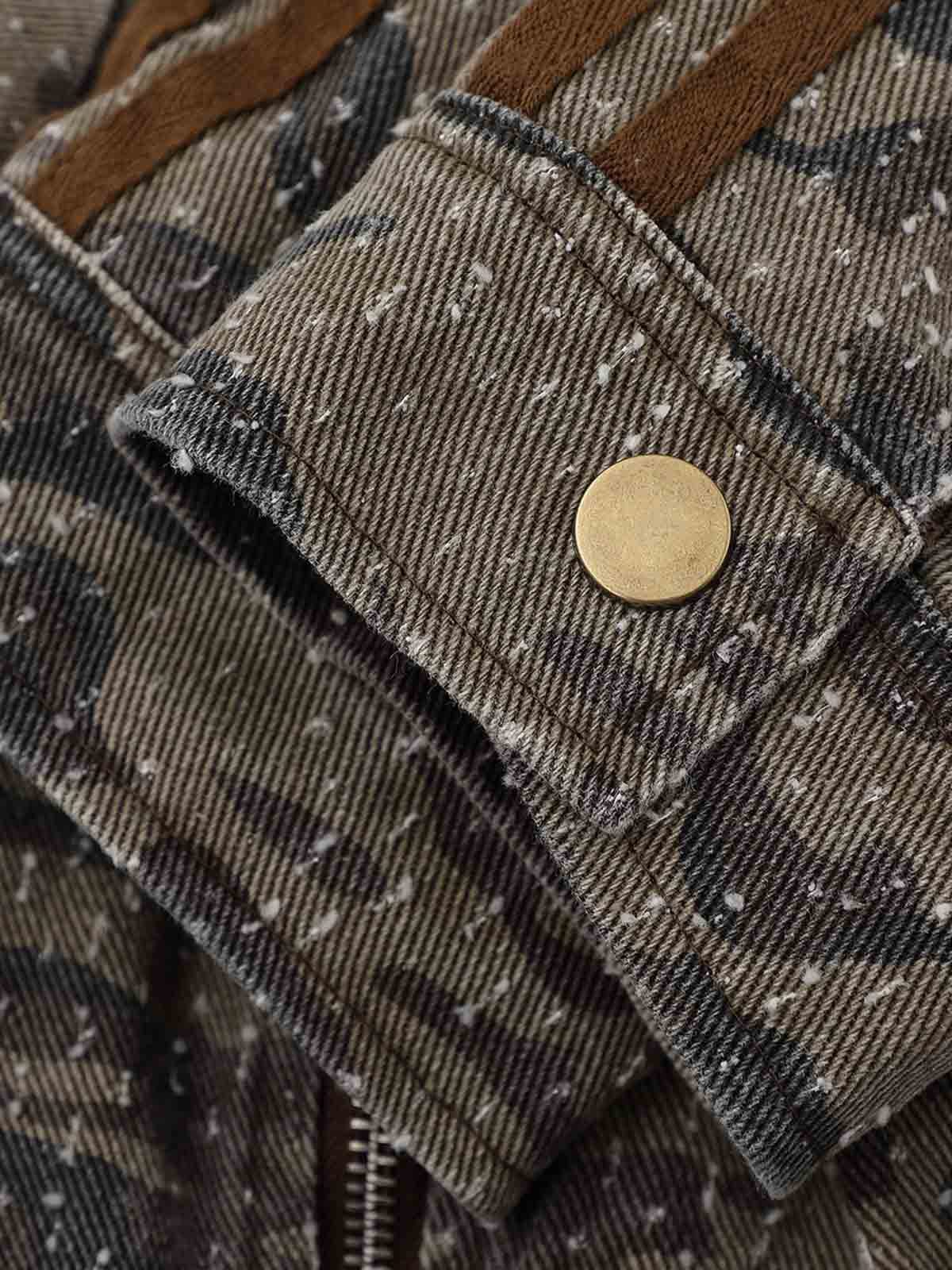 Camouflage Print Stand Collar Cropped Jacket - Image 13