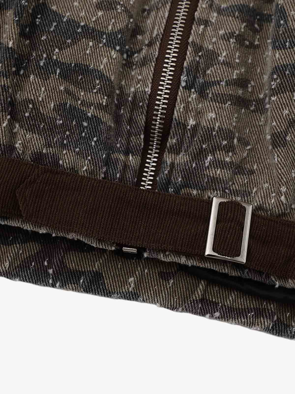 Camouflage Print Stand Collar Cropped Jacket - Image 14