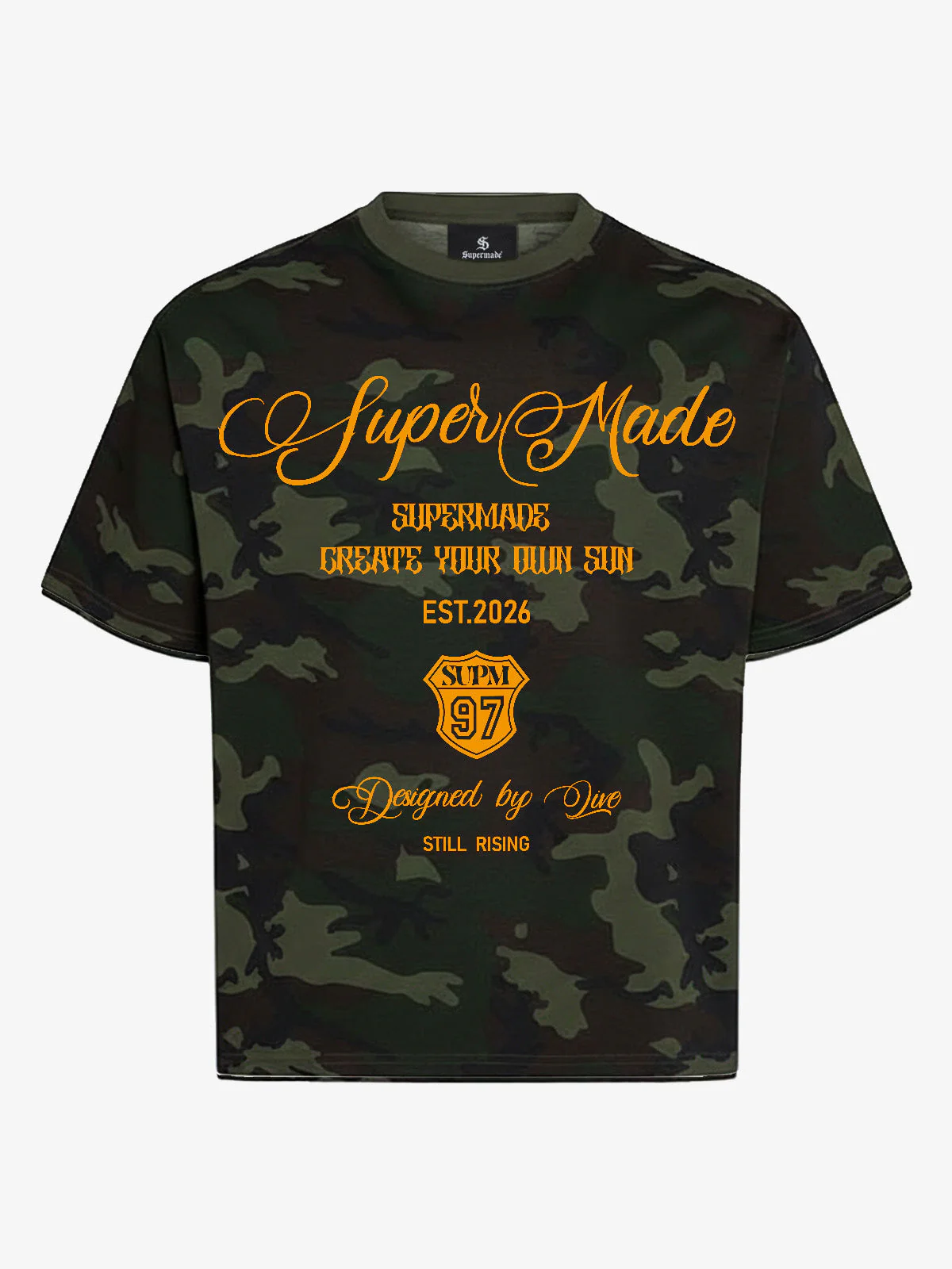 Camouflage Script Logo Graphic T-Shirt
