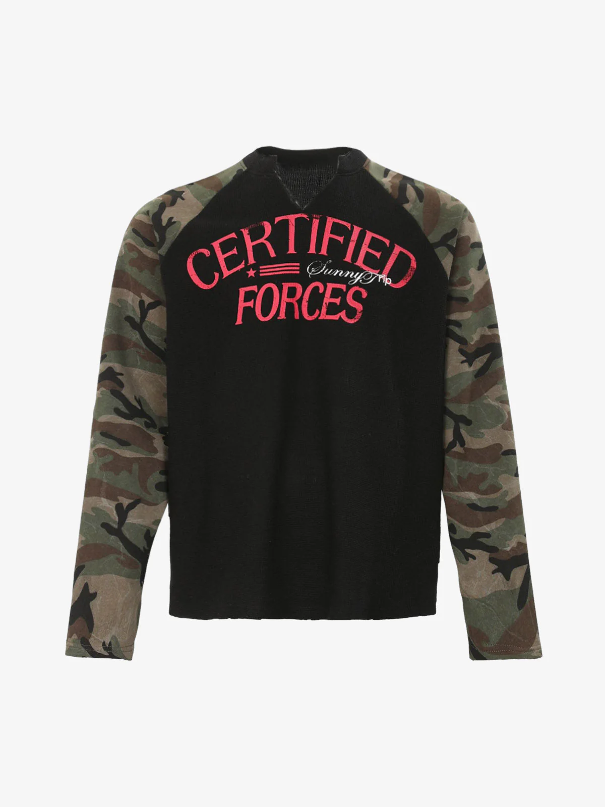 Camouflage Stitching Raglan Long Sleeve T-Shirt - Image 2