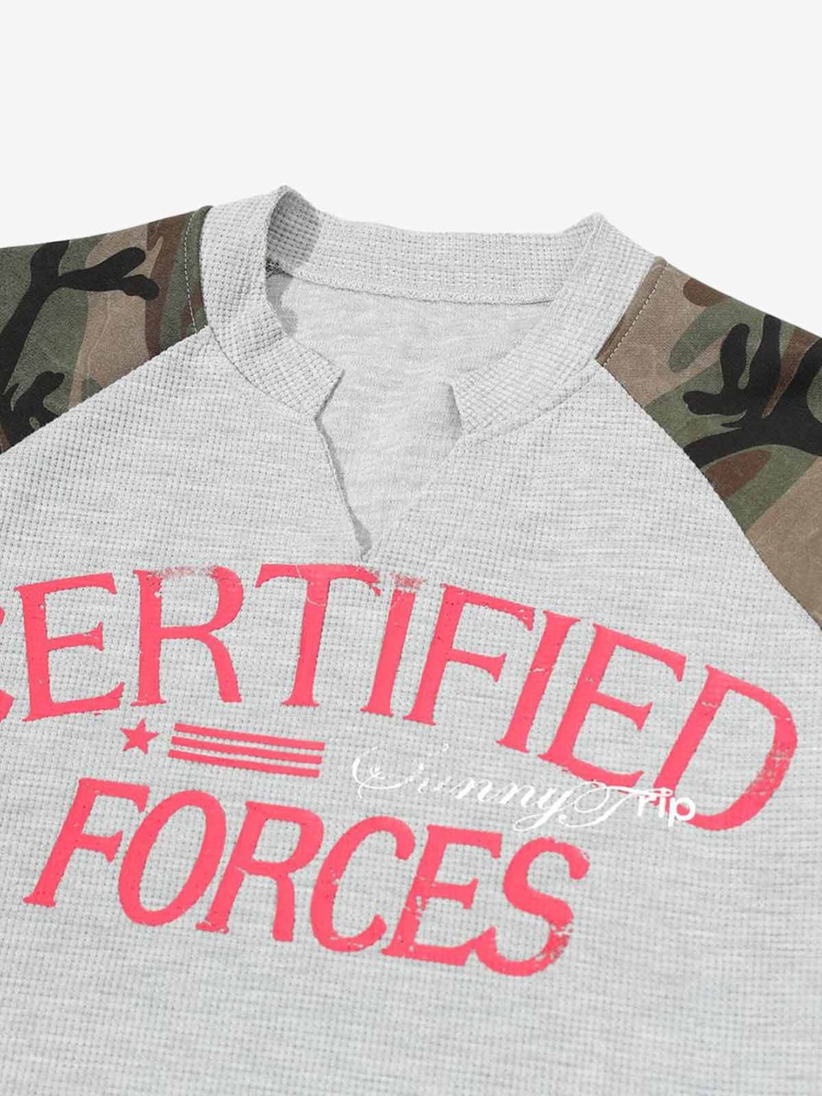 Camouflage Stitching Raglan Long Sleeve T-Shirt - Image 5