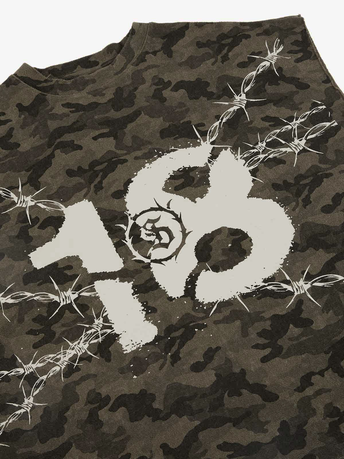 Camouflage Thorn Print Sleeveless T-Shirt - Image 16