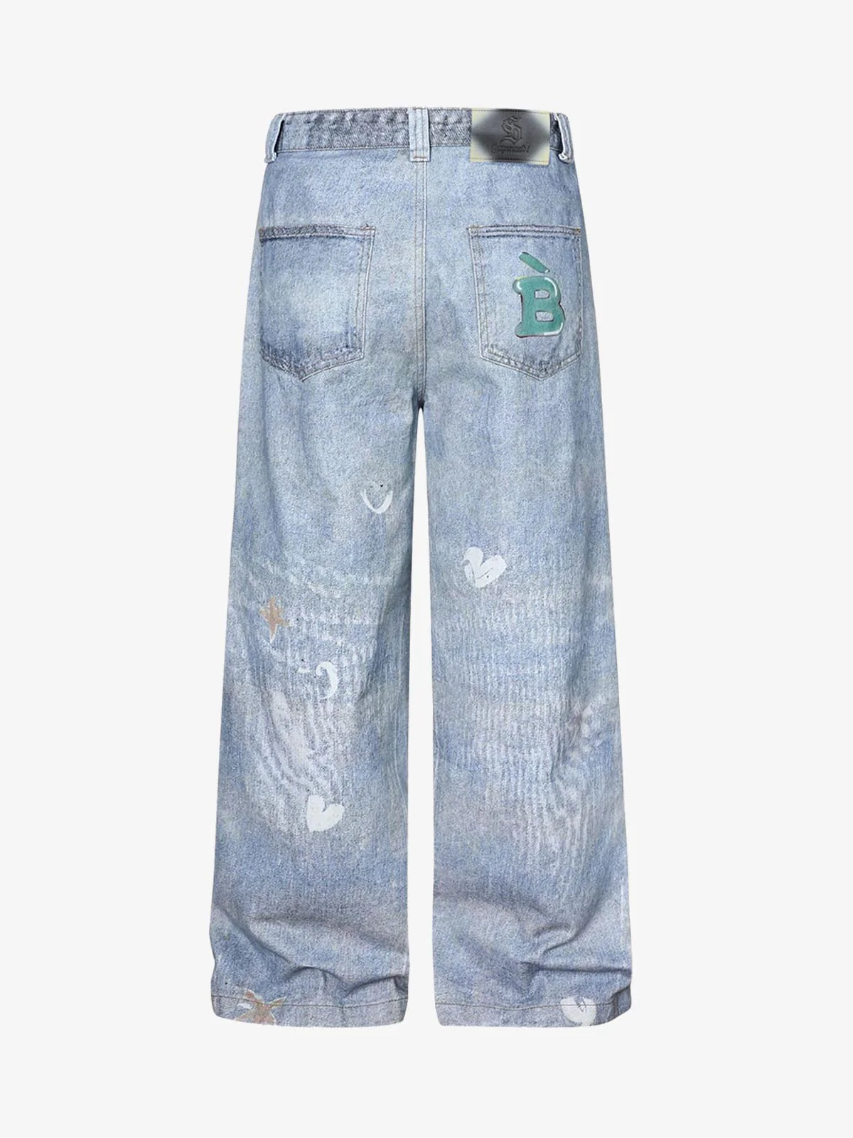 Cartoon Dalmatian Dog Graphic Distressed Washed Jeans - Image 2