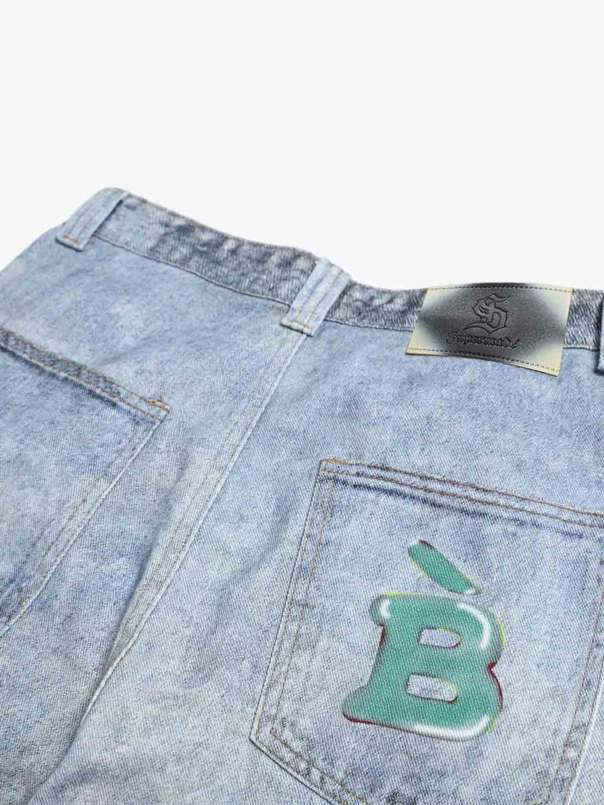 Cartoon Dalmatian Dog Graphic Distressed Washed Jeans - Image 5