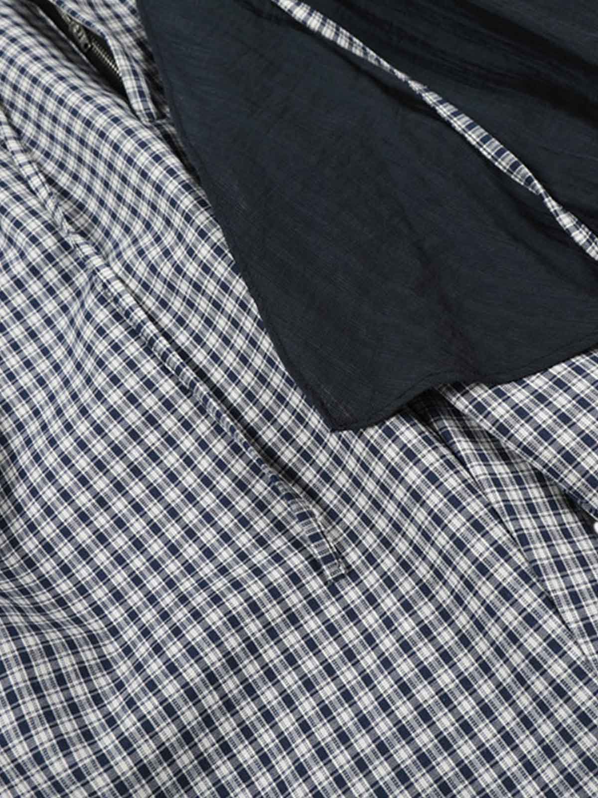 Checkered Pleated Detachable Front Panel Drawstring Pants - Image 5