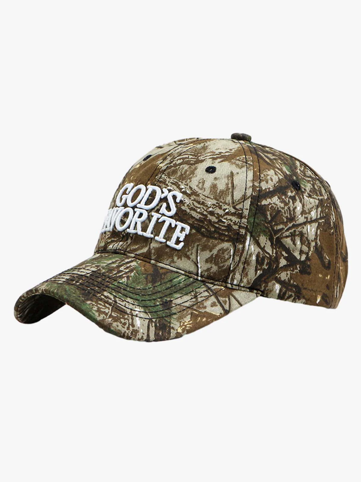 Classic Camo “God’s Favorite” Embroidery Curved Brim Baseball Cap - Image 2