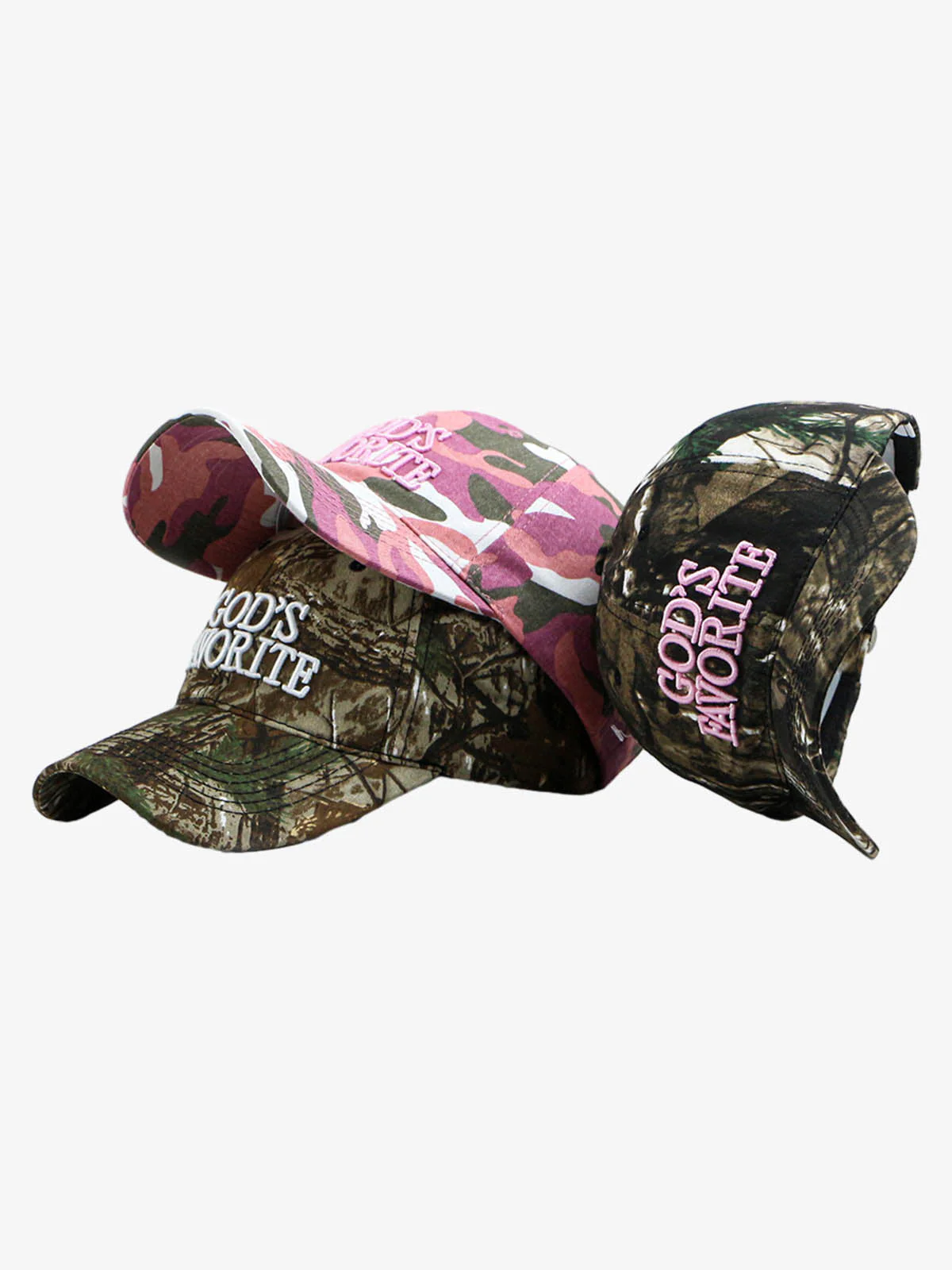 Classic Camo “God’s Favorite” Embroidery Curved Brim Baseball Cap - Image 7