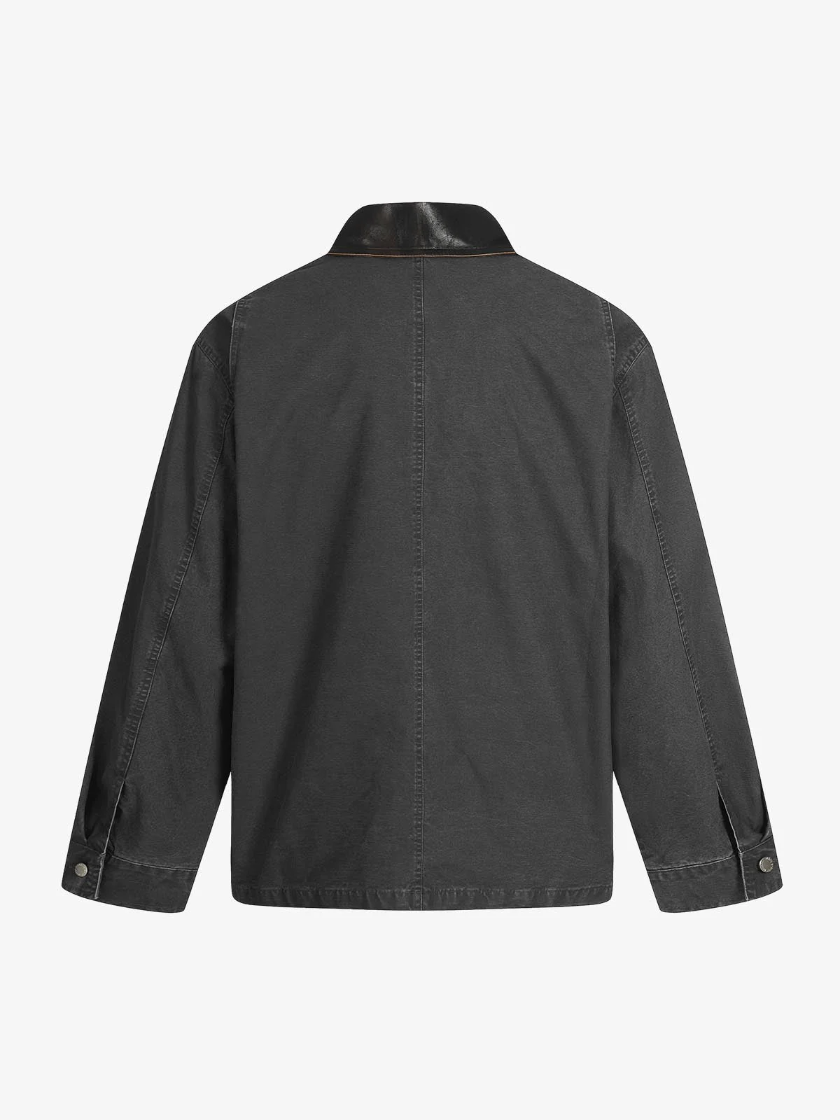 Clean Cut Leather Contrast Collar Pocket Jacket - Image 3