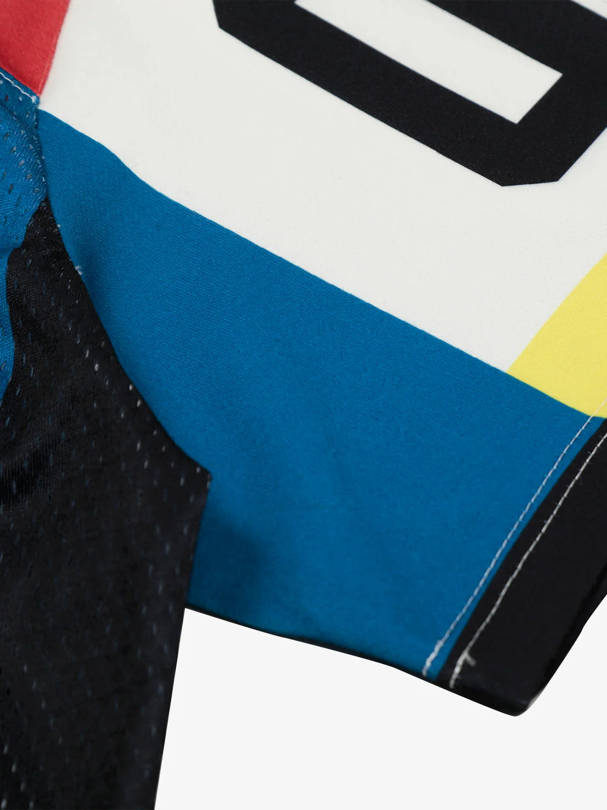 Color-Block Digital Print Mesh V-Neck Jersey - Image 8
