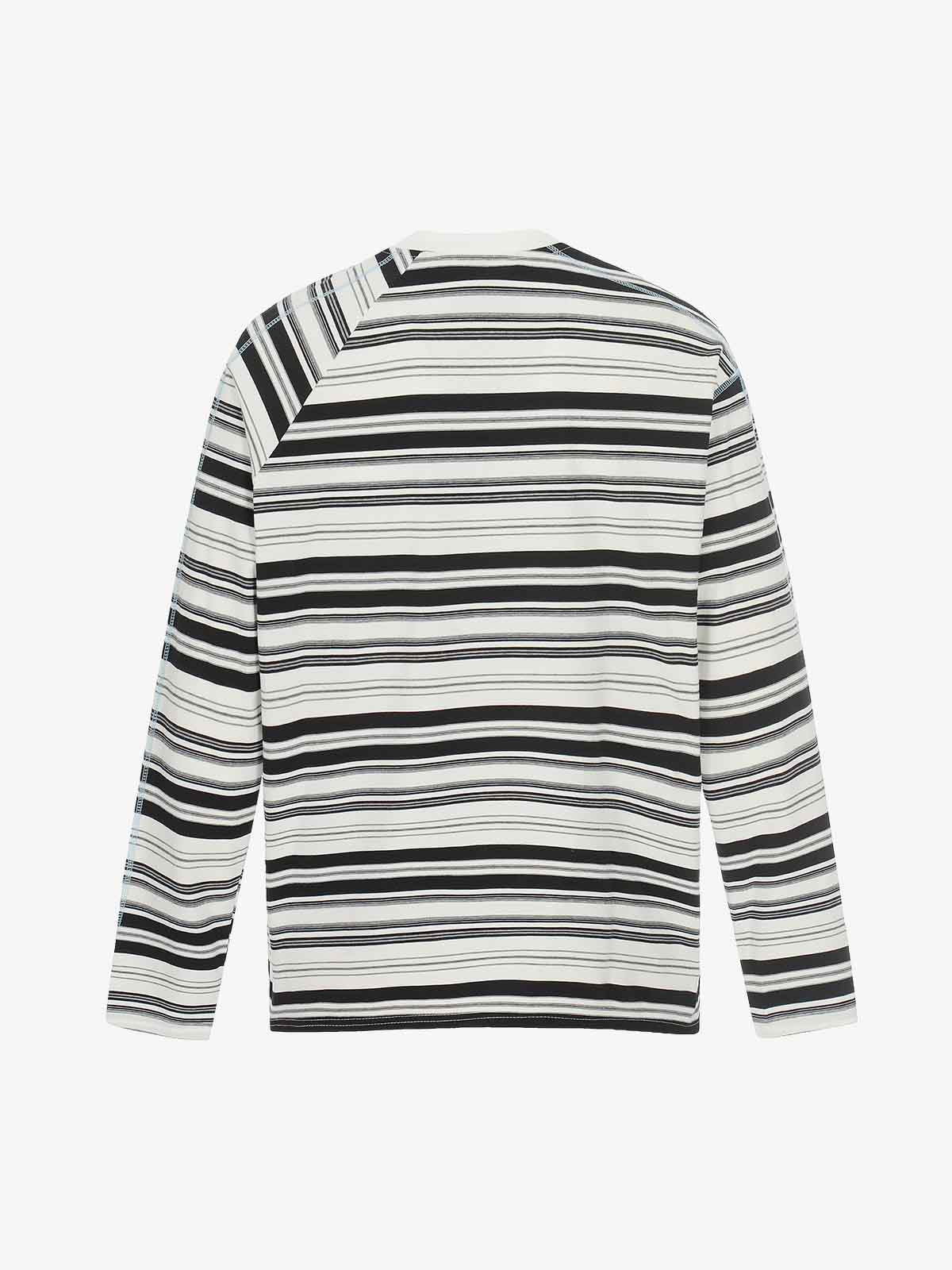 Color Block Striped Embroidered Long Sleeve T-Shirt - Image 3