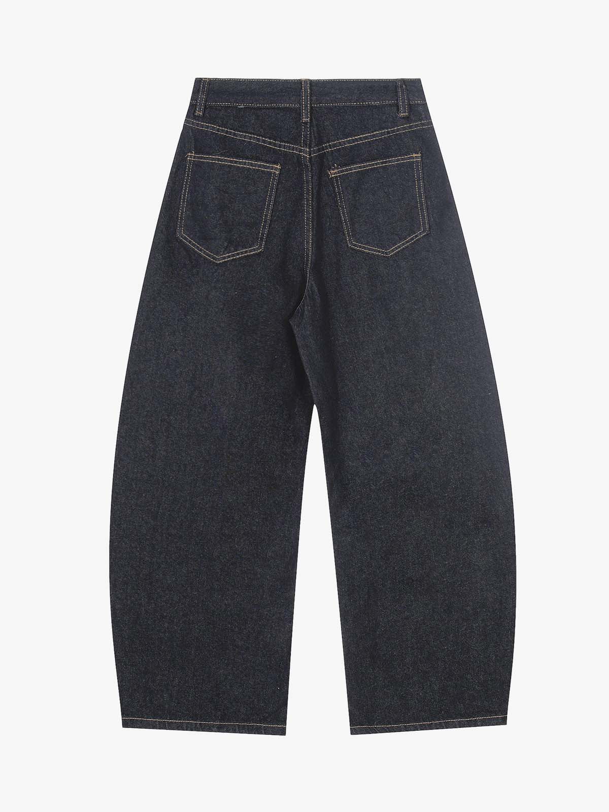 Contrast Panel Barrel Denim Jeans with Chain Detail - Image 2