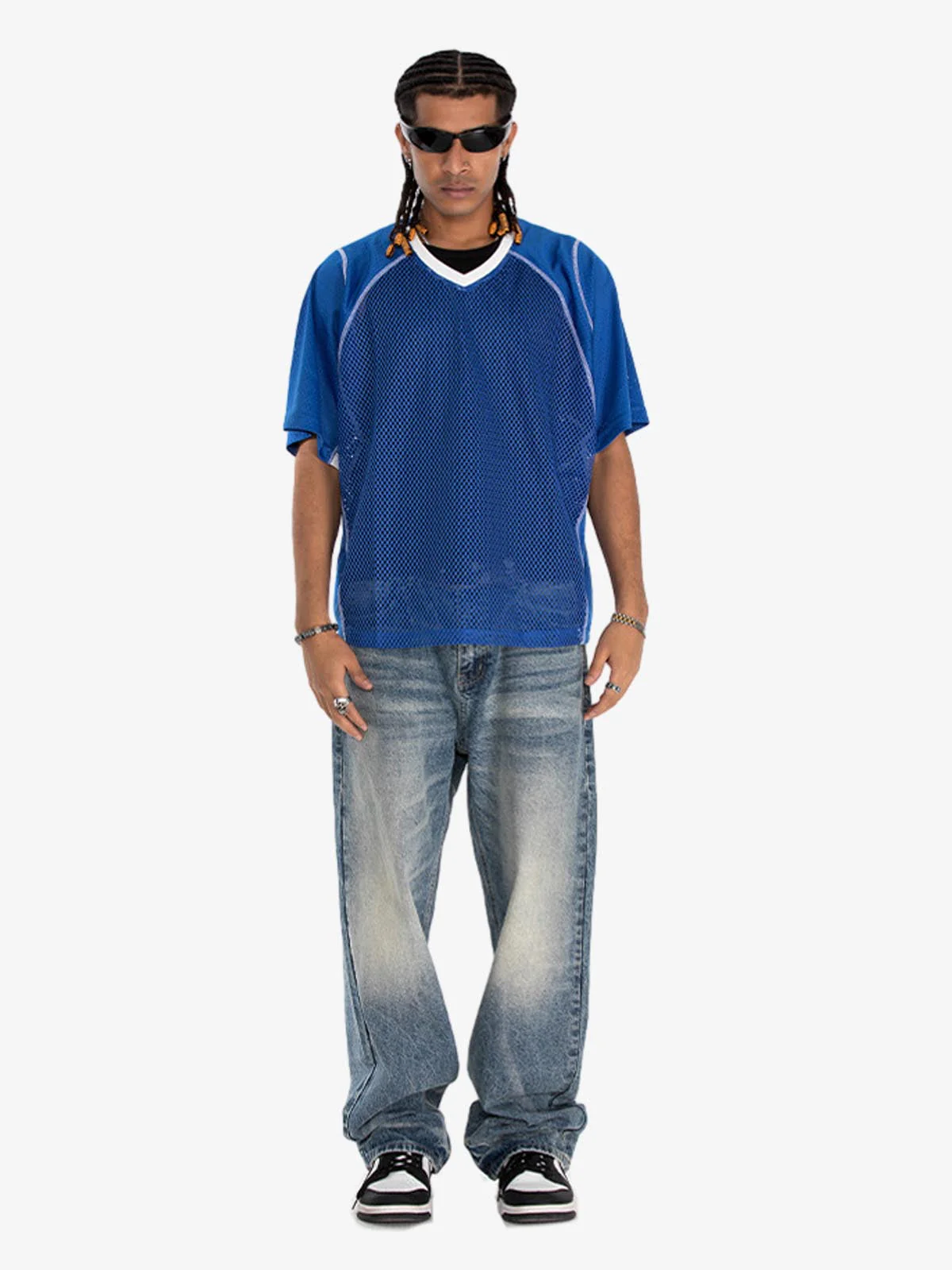 Contrast Panel Mesh Layered T-Shirt - Image 12