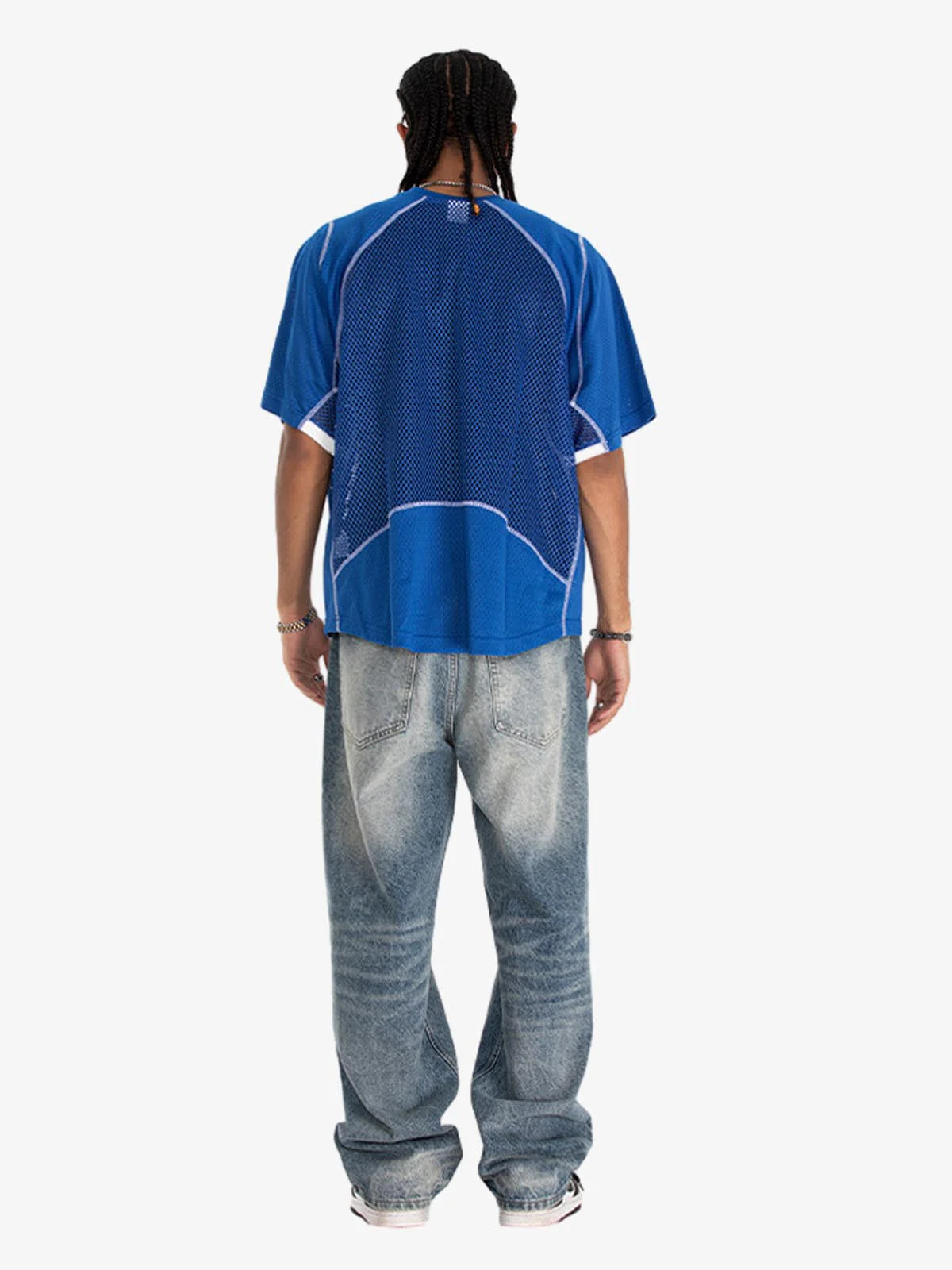 Contrast Panel Mesh Layered T-Shirt - Image 13