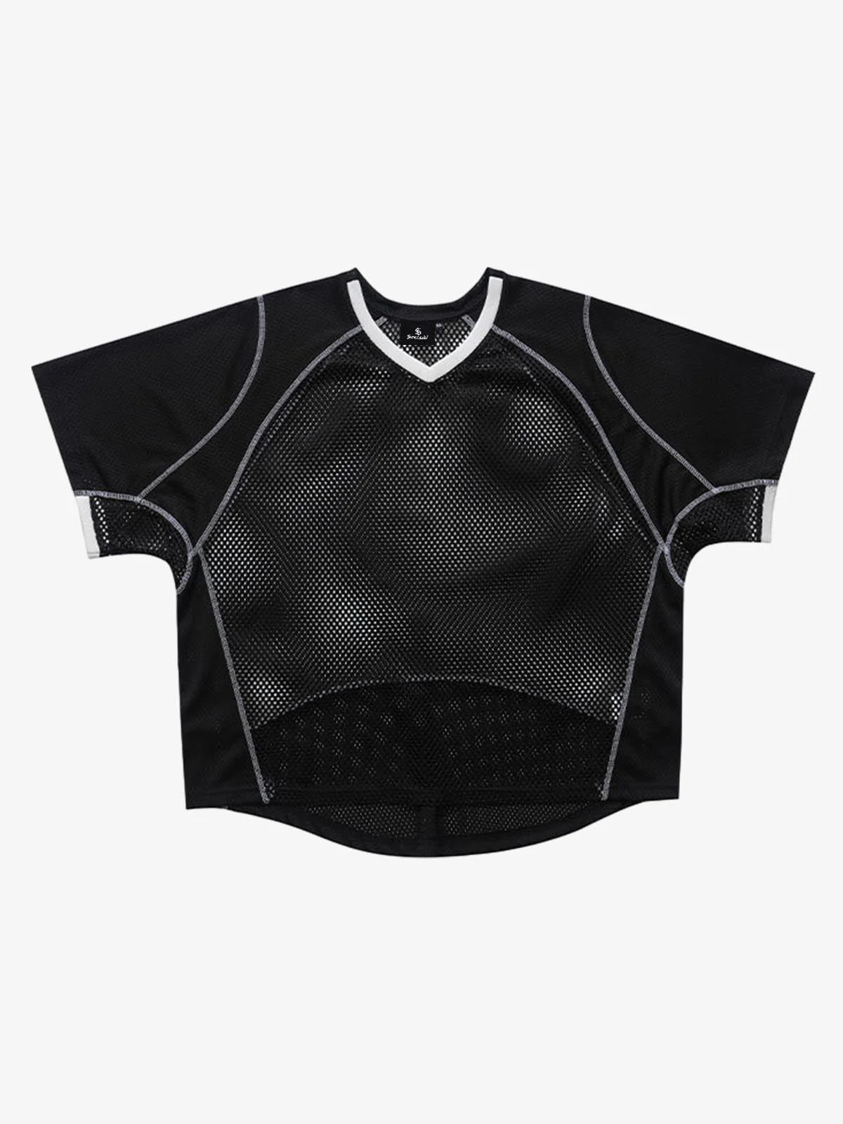 Contrast Panel Mesh Layered T-Shirt - Image 3