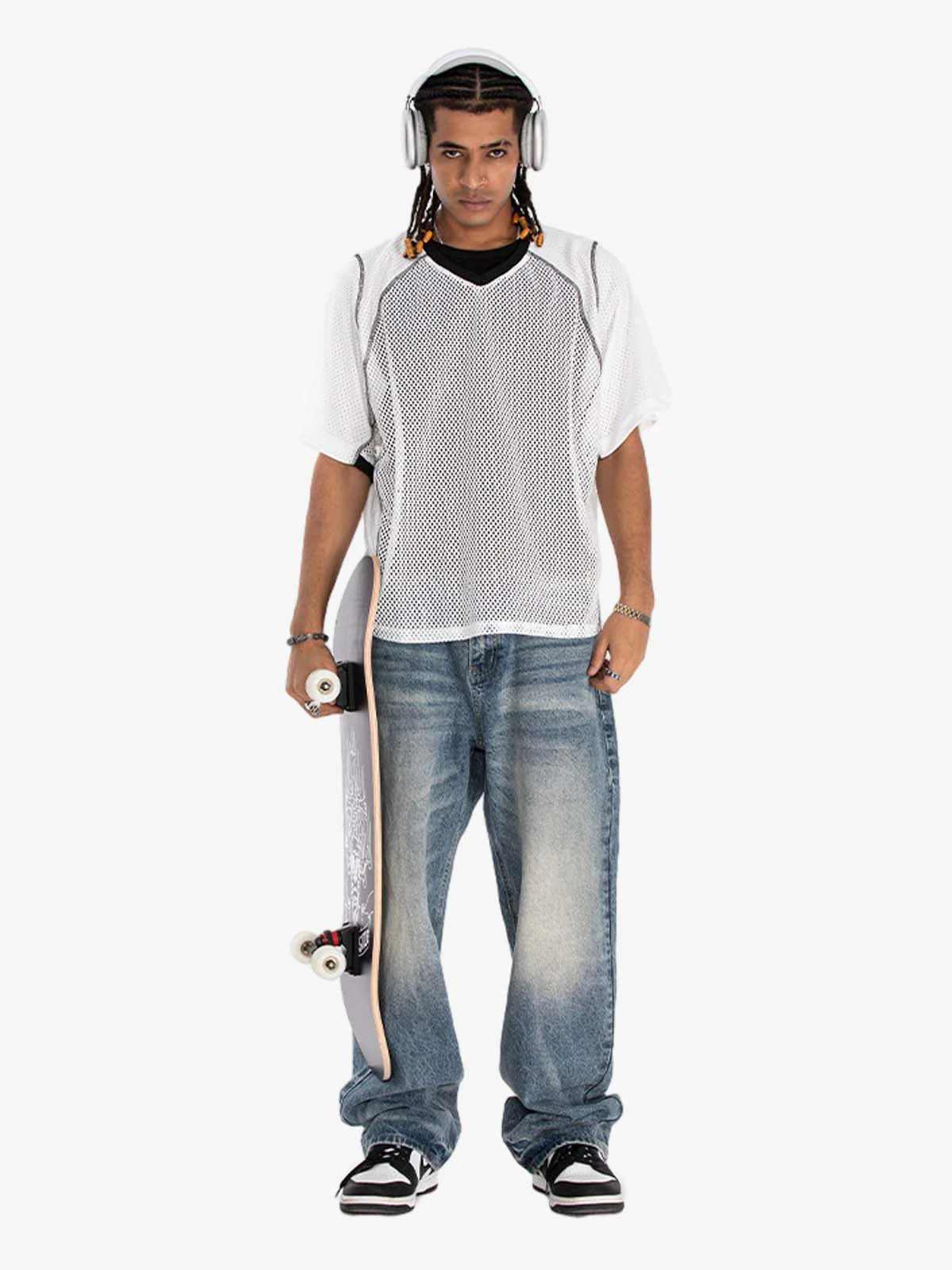 Contrast Panel Mesh Layered T-Shirt - Image 7